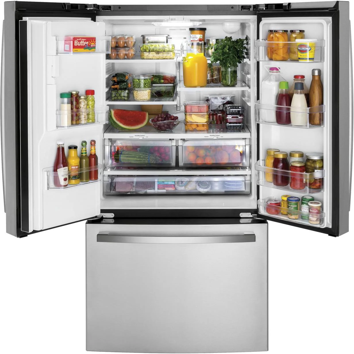 GE 36-inch, 20.6 cu.ft. Counter-Depth French 3-Door Refrigerator with Exterior Ice Maker GYE21JYMFS - Image 3