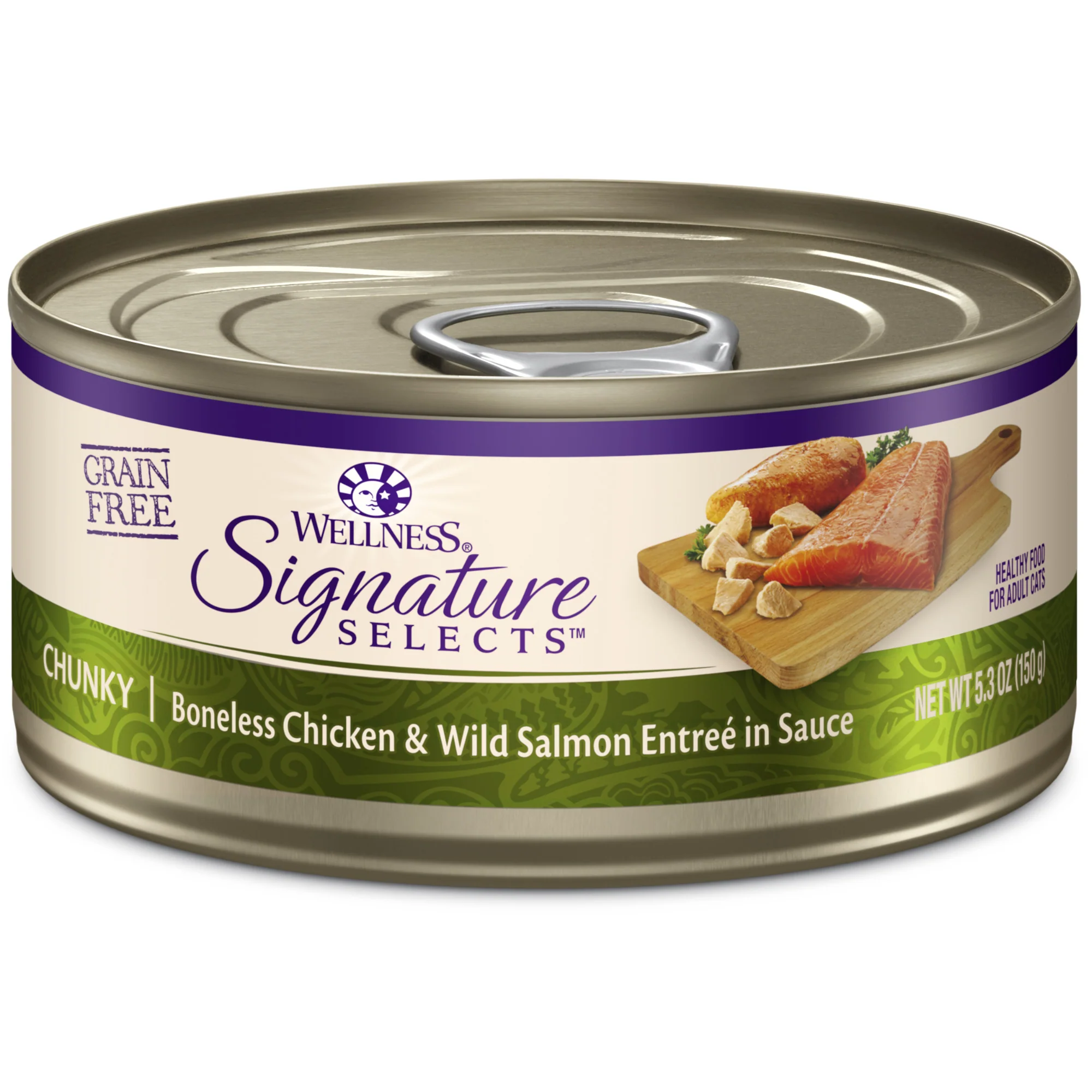 Wellness CORE Signature Selects Natural Grain Free Wet Canned Cat Food Chunky Chicken & Salmon 5.3oz Can - Image 1