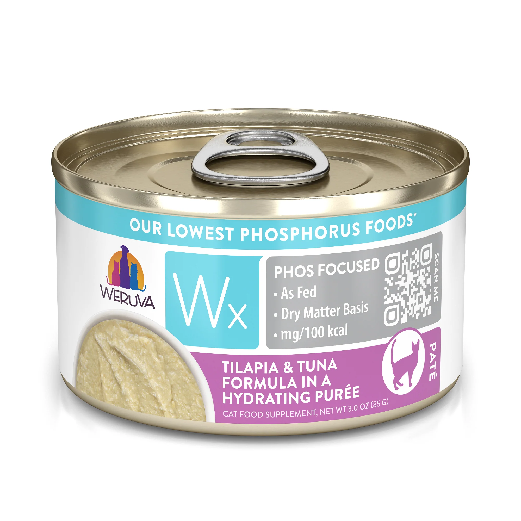 Weruva Wx Phos Focused 3oz Canned Cat food Tilapia Tuna Puree - Image 1