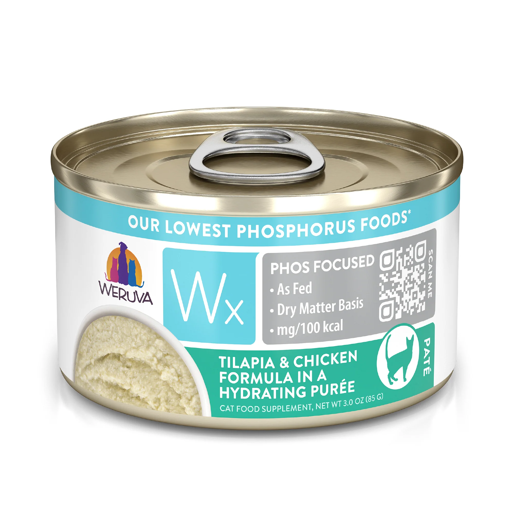 Weruva Wx Phos Focused 3oz Canned Cat food Tilapia Chicken Puree - Image 1