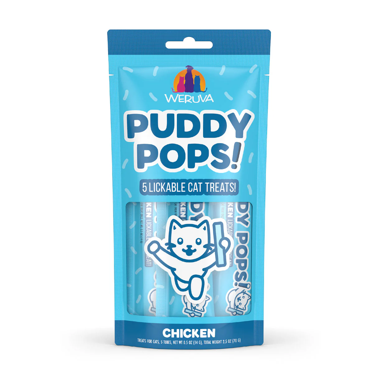 Weruva Puddy Pops Lickable Chicken Cat Treat .5oz 5pk - Image 1
