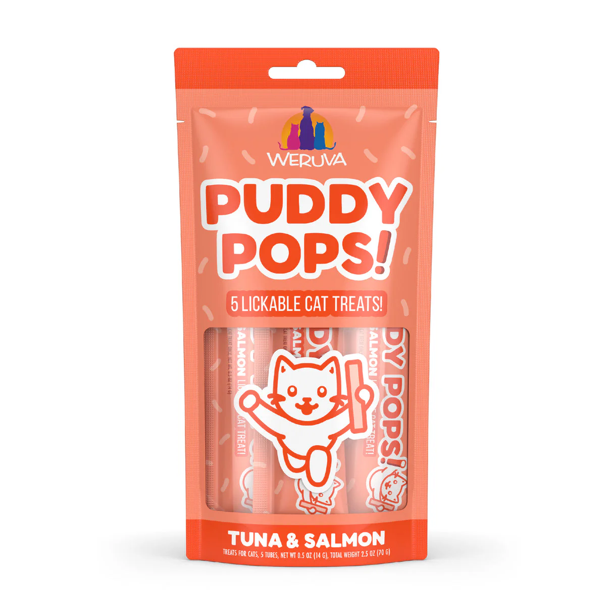 Weruva Puddy Pops Lickable Tuna & Salmon Cat Treat .5oz 5pk - Image 1