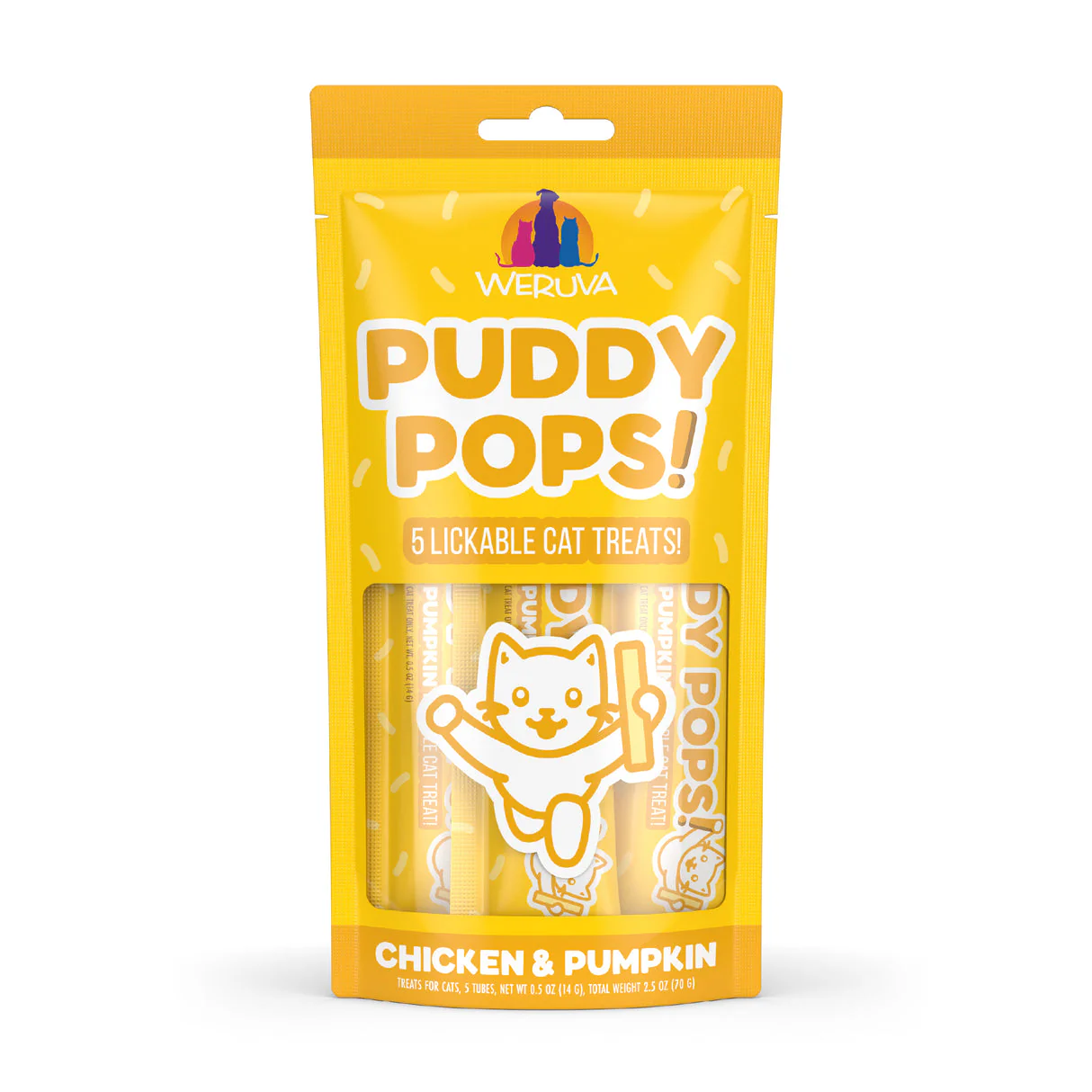 Weruva Puddy Pops Lickable Chicken & Pumpkin Cat Treat .5oz 5pk - Image 1