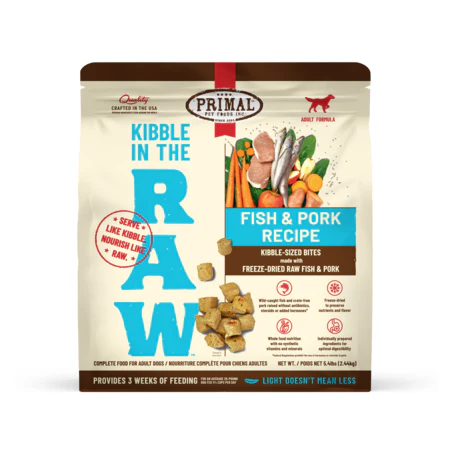 Primal Dog Food Freeze Dried Kibble in the Raw Fish Pork 5.4lb - Image 1
