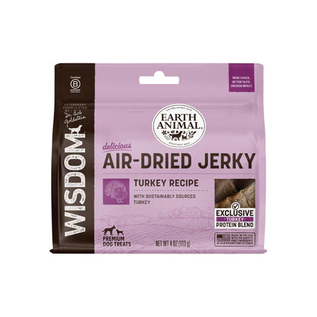 Earth Animal Dog Wisdom Air Dried Jerky Turkey 4 oz - Image 1