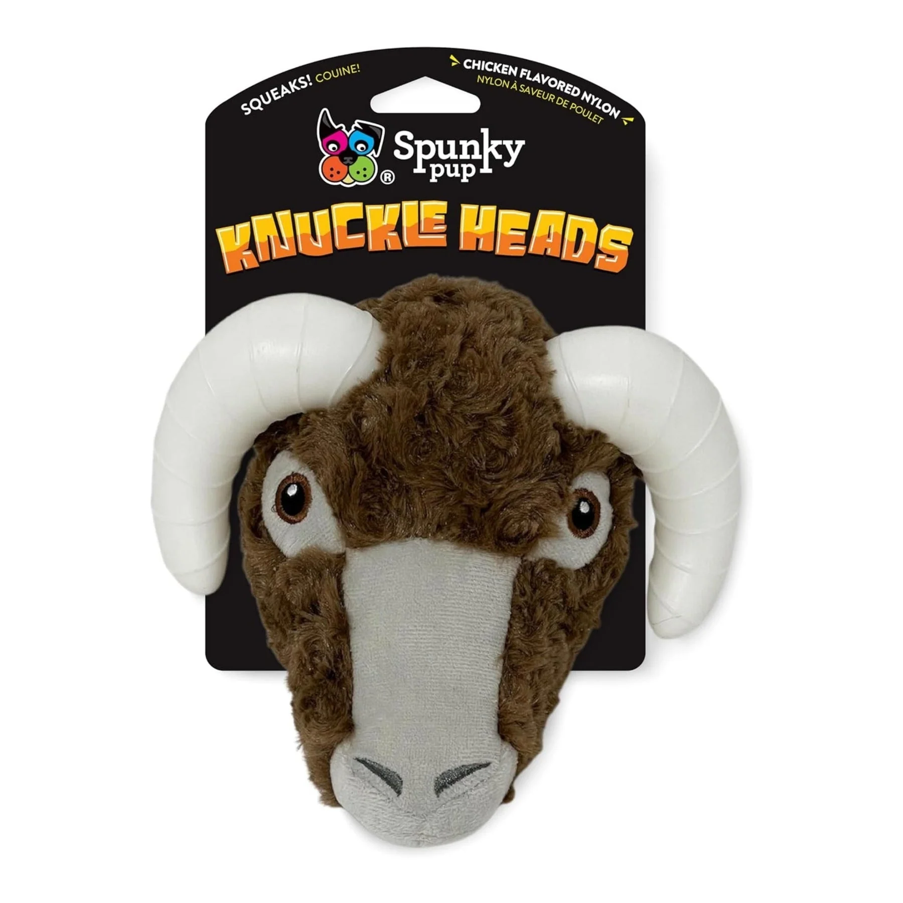 Spunkypup Knuckleheads Plush Dog Toy Ram - Image 1