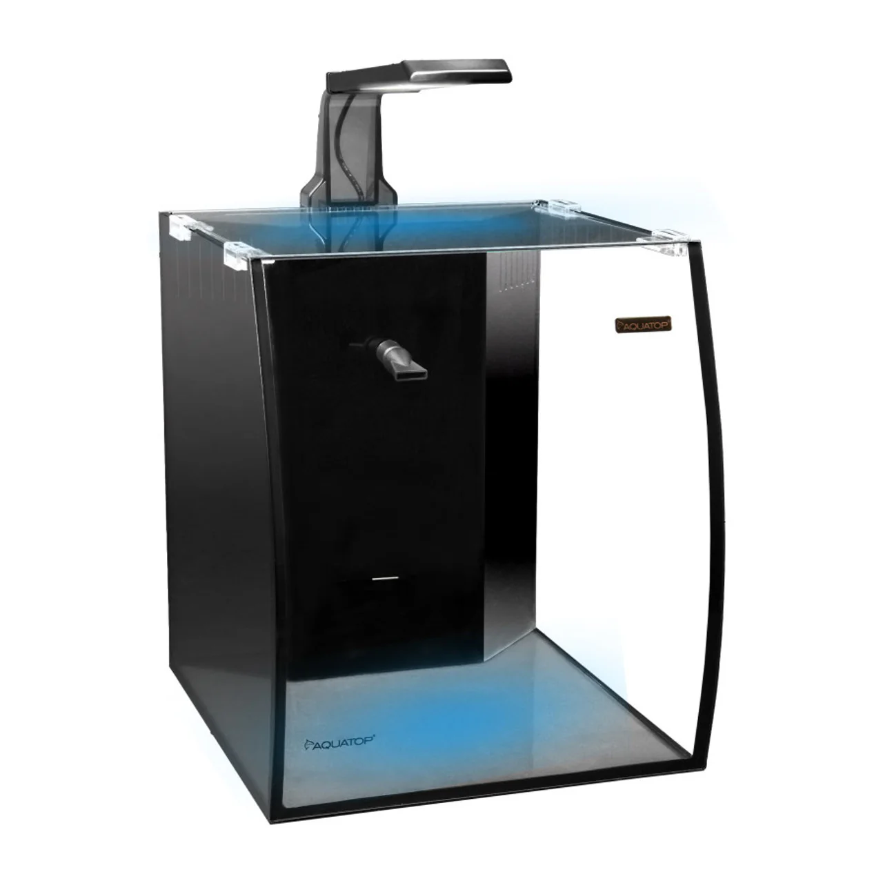 AQUATOP BFT-05 5 Gallon Vertical Bowfront Desktop Glass tank with Integrated Filtration - Image 1