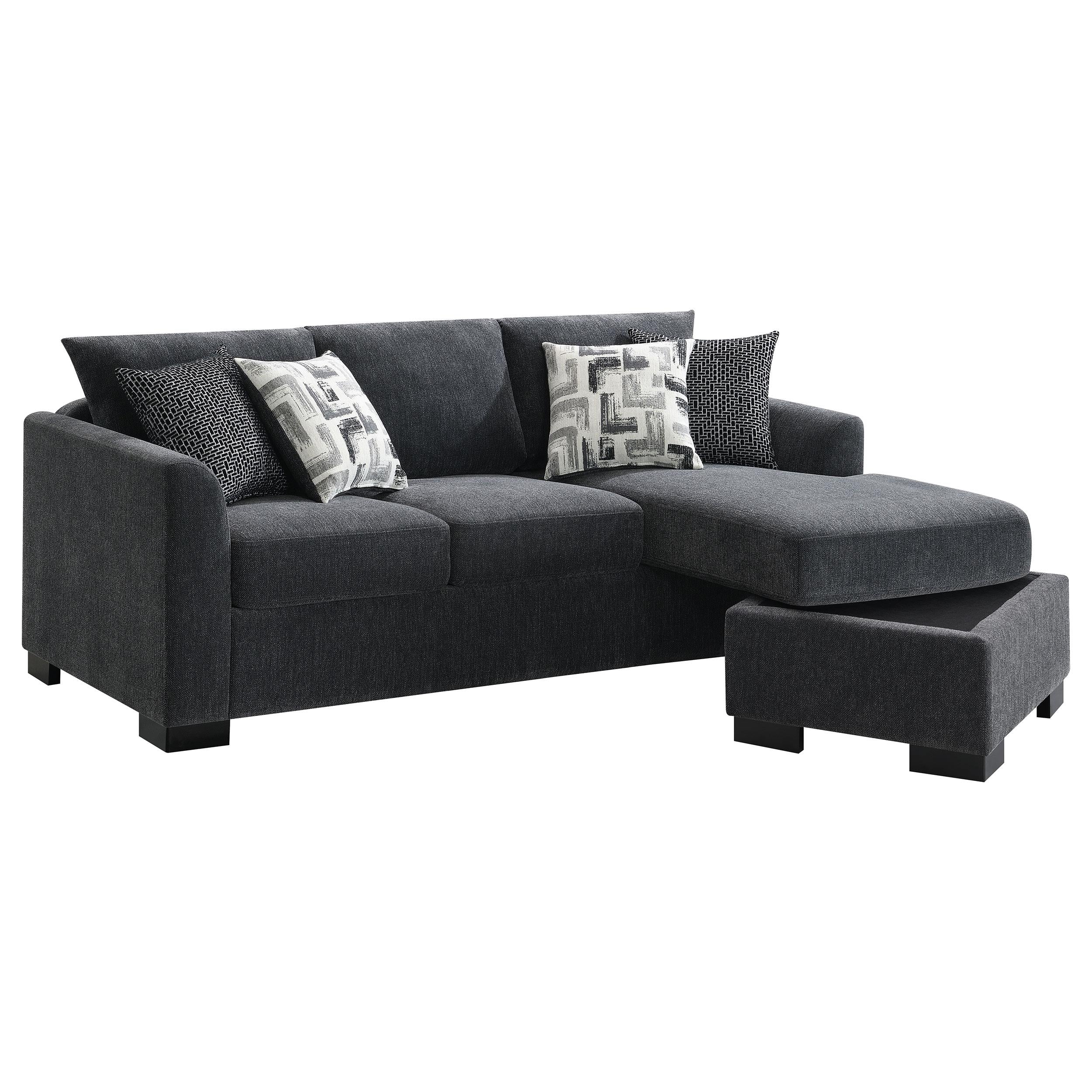 Coaster Furniture Storey 504777 Upholstered Sleeper Sectional Chaise Sofa - Dark Grey - Image 2