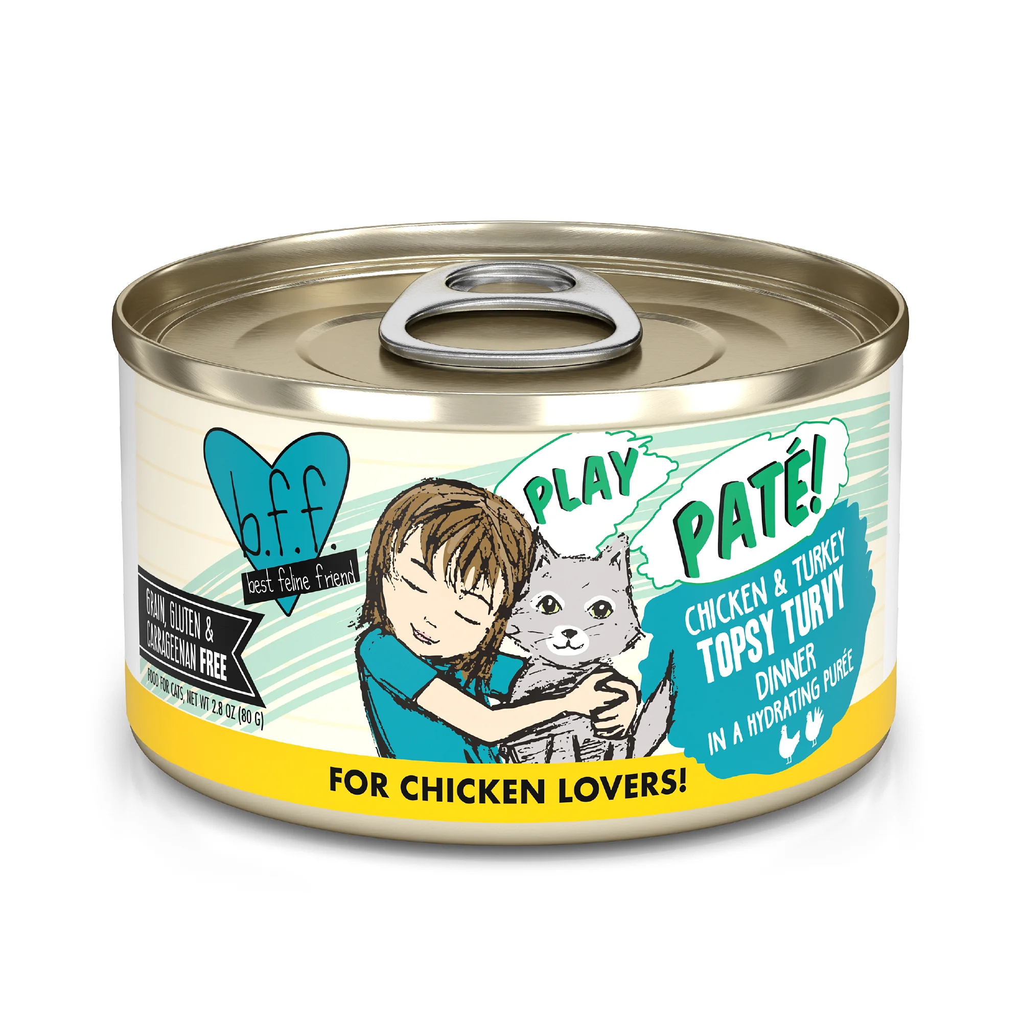 Weruva B.F.F. PLAY Pate Cat food 2.8oz Can Topsy Turvy Chicken Turkey - Image 1