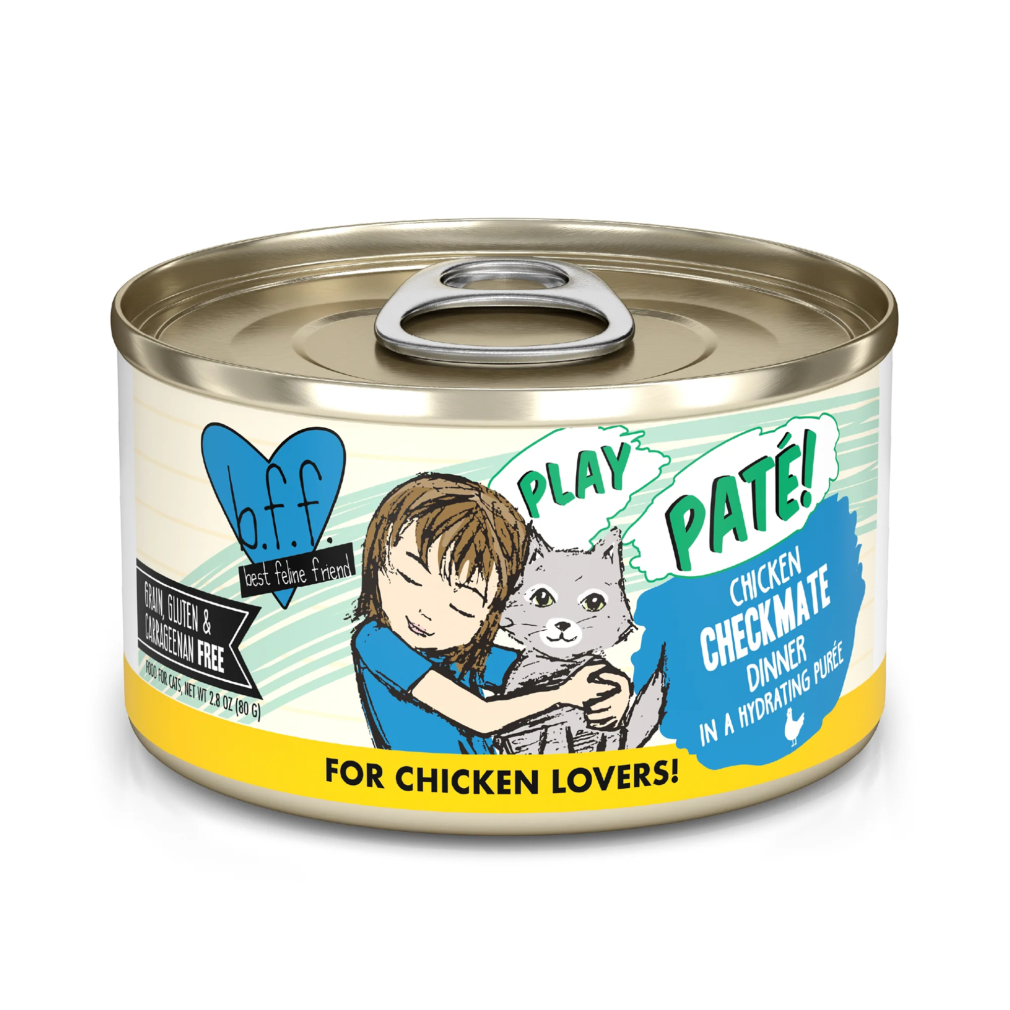 Weruva B.F.F. PLAY Pate Cat food 2.8oz Can Checkmate Chicken - Image 1