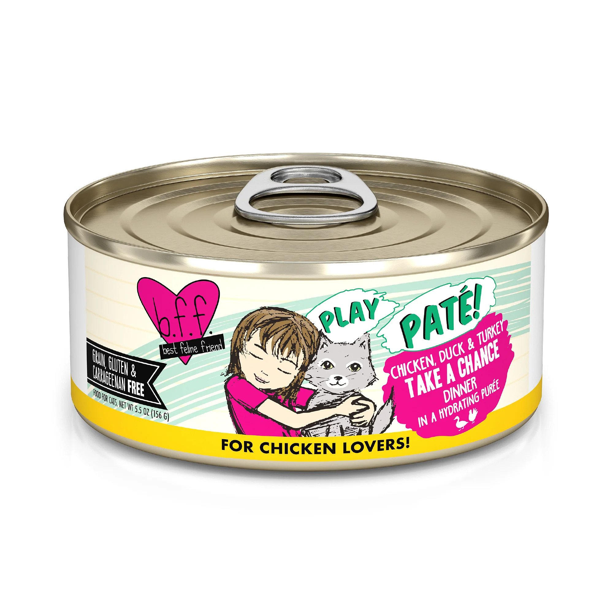 Weruva B.F.F. PLAY Pate Cat food 5.5oz Can Take a Chance Chicken Duck - Image 1