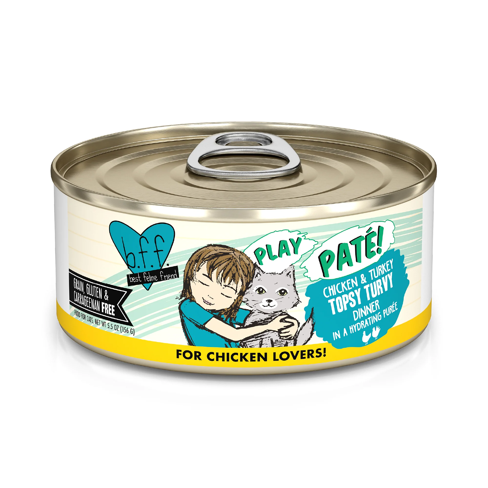 Weruva B.F.F. PLAY Pate Cat food 5.5oz Can Topsy Turvy Chicken Turkey - Image 1