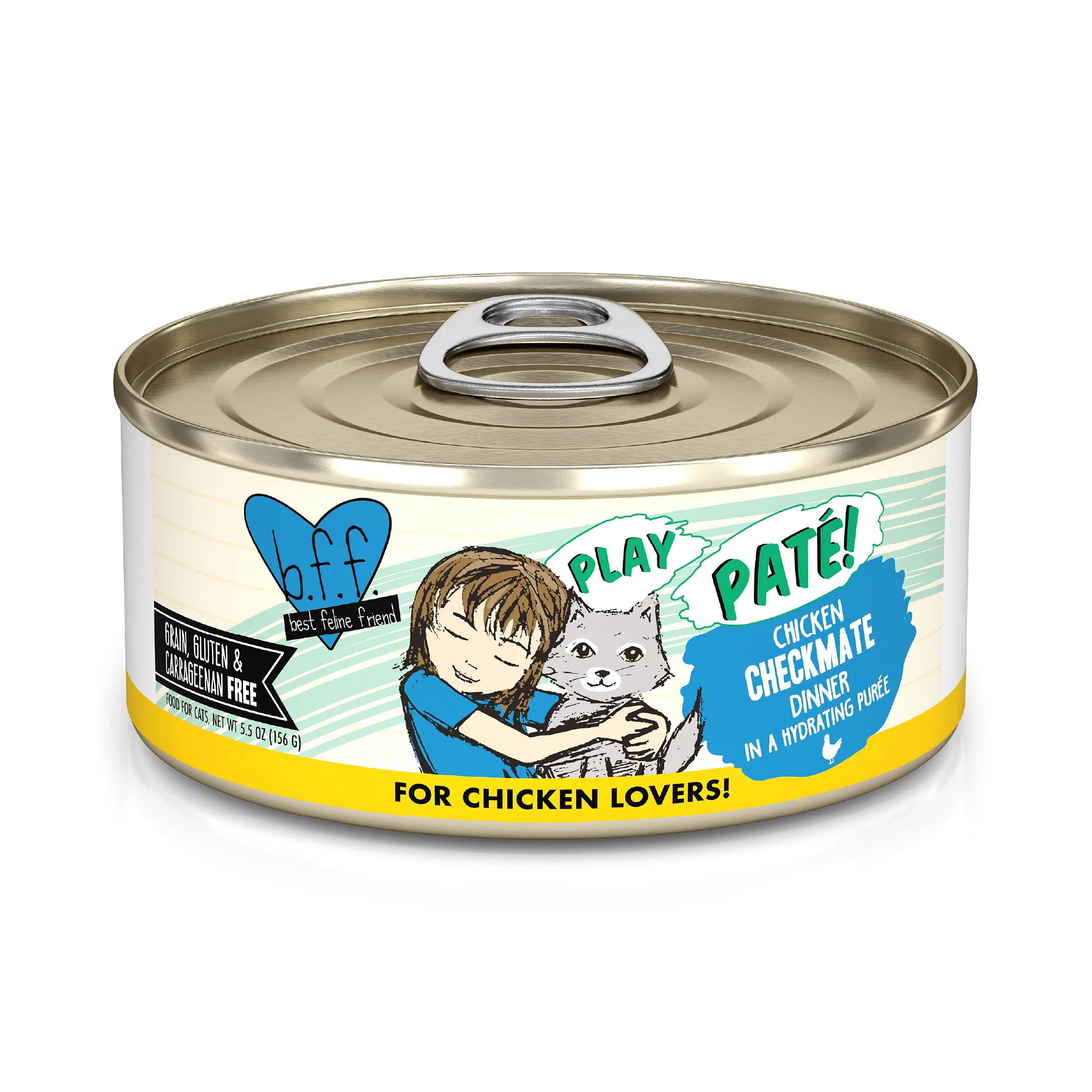 Weruva B.F.F. PLAY Pate Cat food 5.5oz Can Checkmate Chicken - Image 1