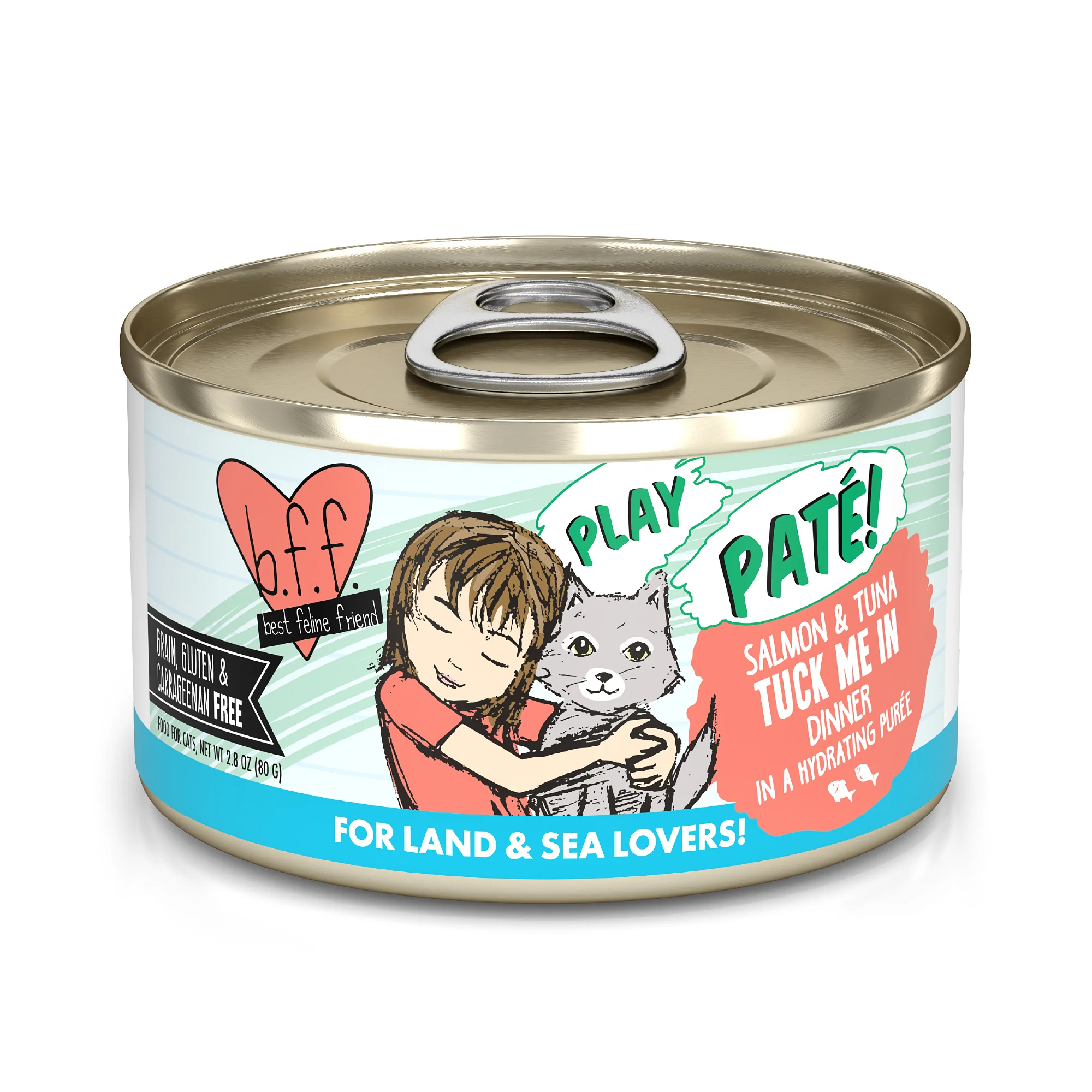 Weruva B.F.F. PLAY Pate Cat food 2.8oz Can Tuck me In Salmon Tuna - Image 1