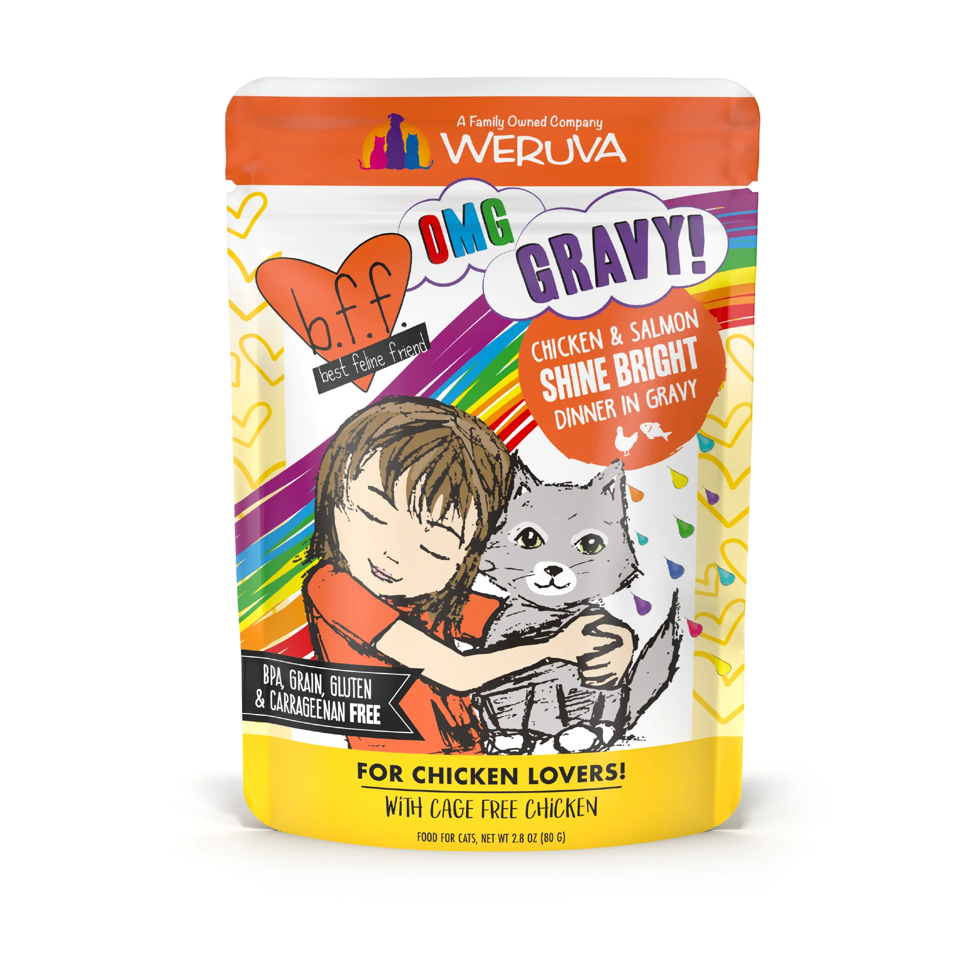 Weruva B.F.F. Oh My Gravy 2.8oz Pouch Cat food Shine Bright - Image 1