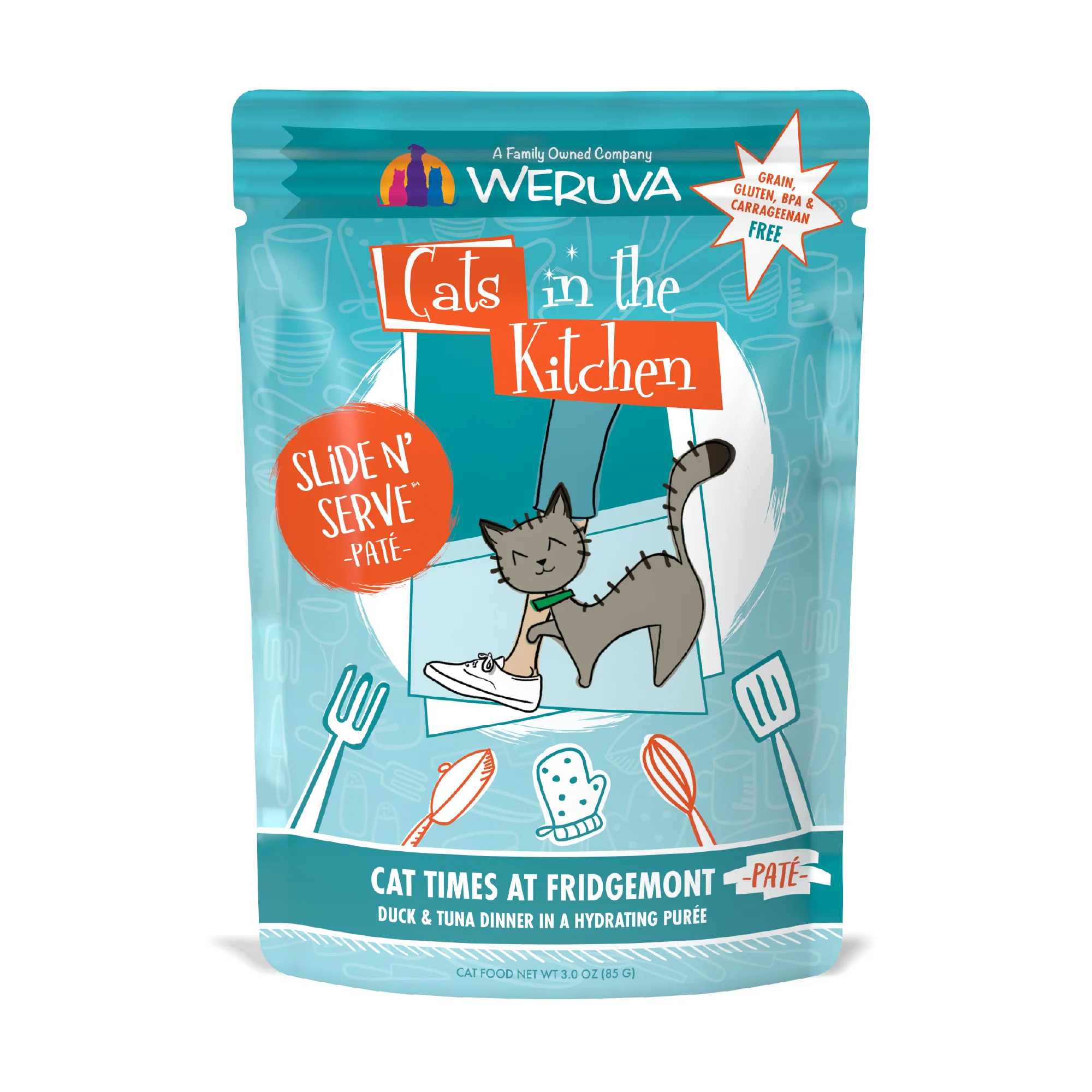 Weruva Cats in the Kitchen Slide N Serve Pouch Pate Cat food 3oz Times at Fridgemont - Image 1
