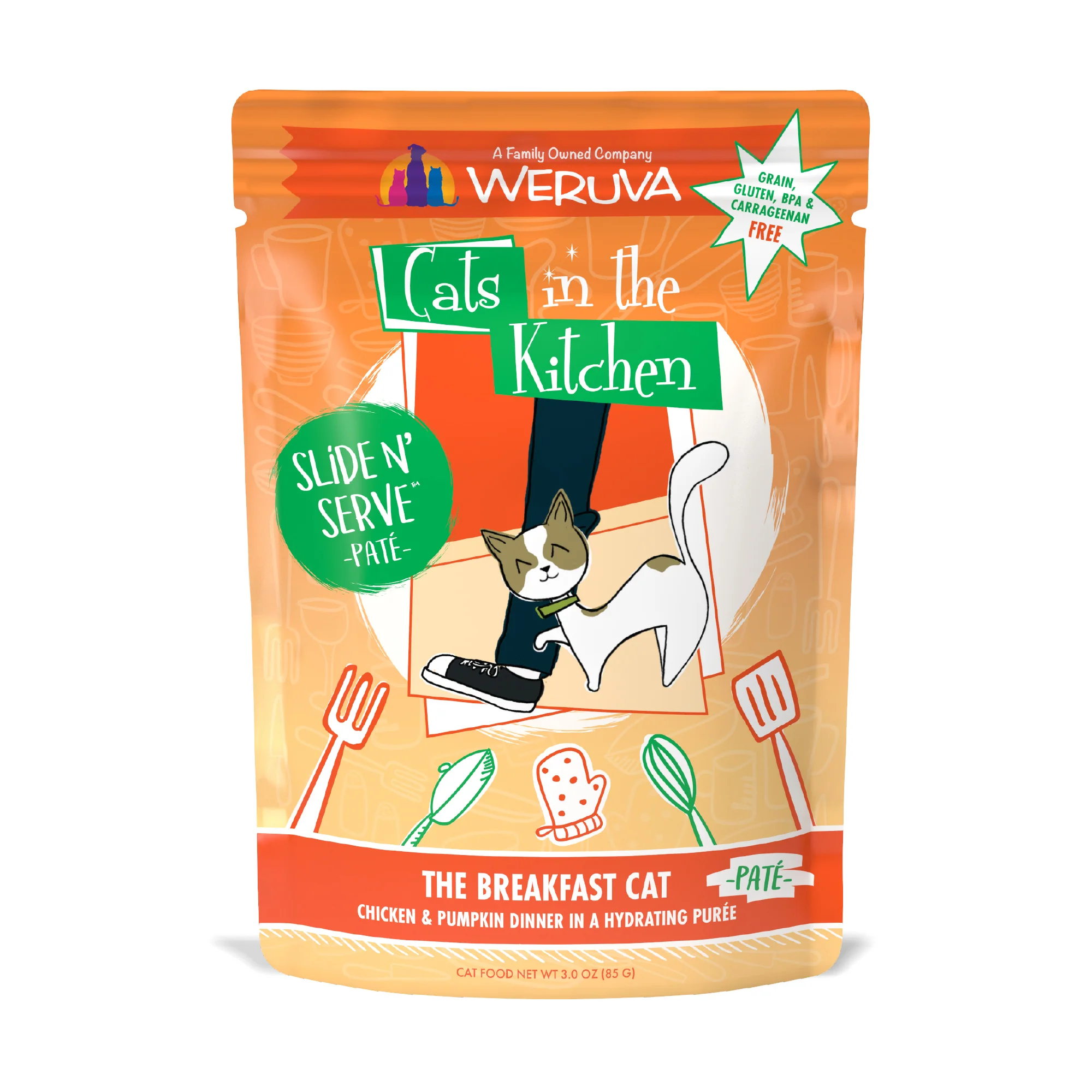 Weruva Cats in the Kitchen Slide N Serve Pouch Pate Cat food 3oz the Breakfast Cat - Image 1