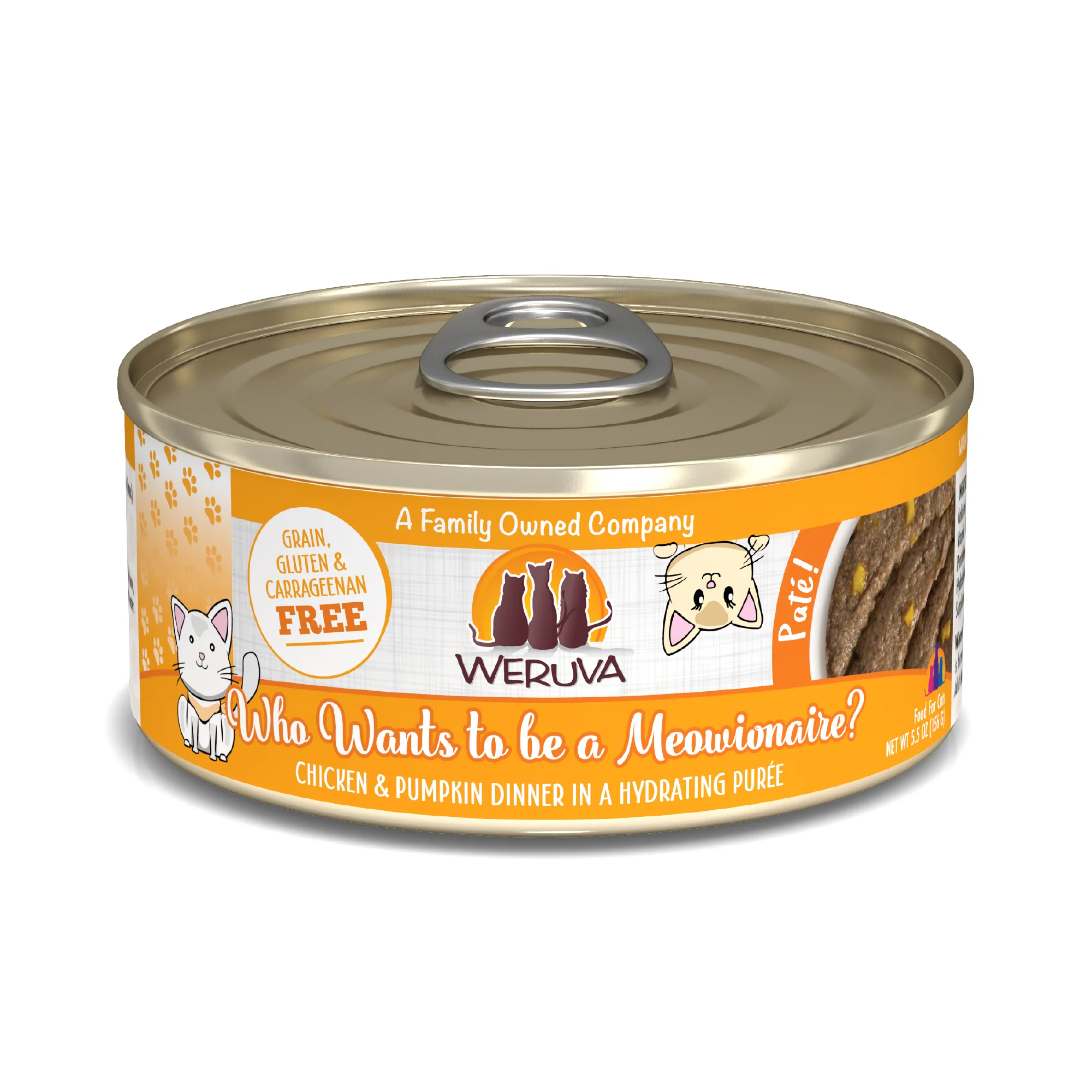 Weruva Pate 5.5oz Canned Cat food Who Wants to be a Meowionaire? Chicken & Pumpkin - Image 1