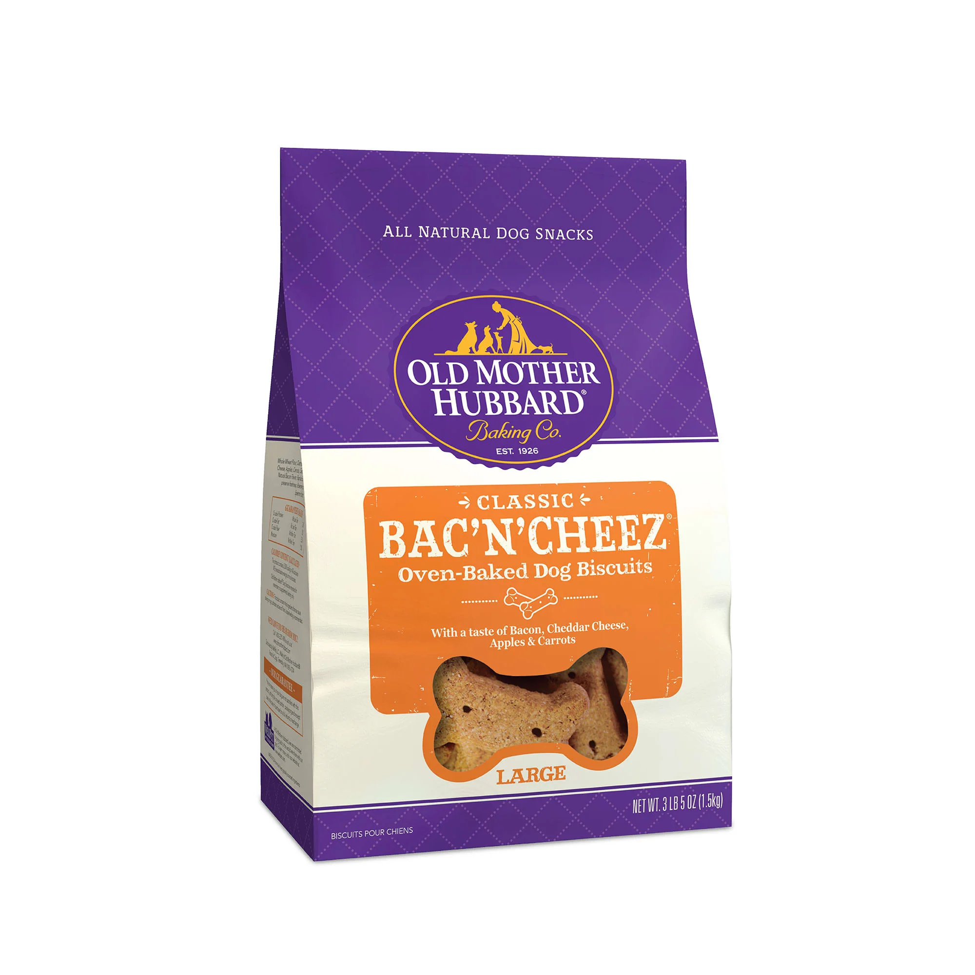 Old Mother Hubbard Classic Bac N Cheez Biscuits Baked Dog Treats  Large  3lb 5oz Bag - Image 1