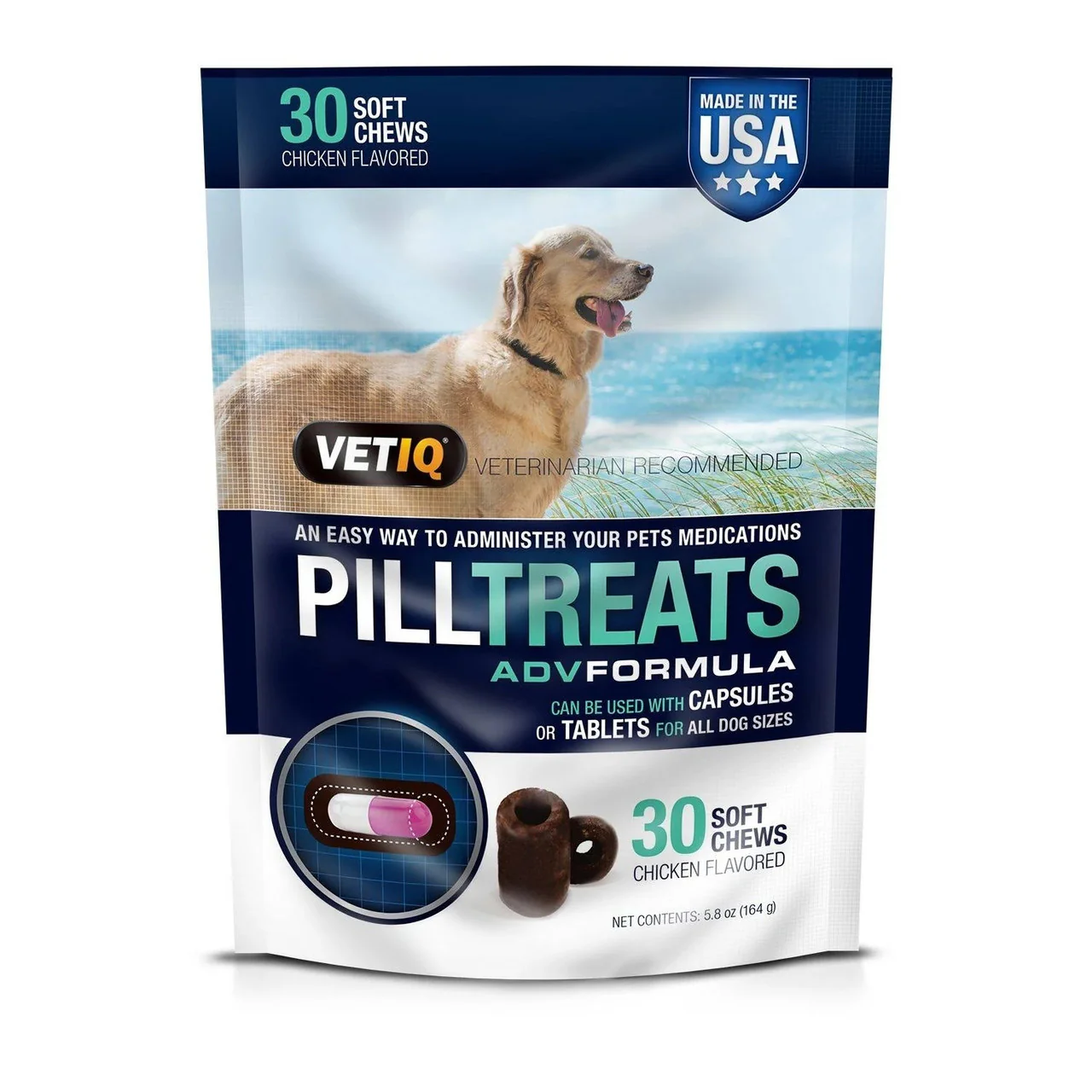 VETIQ Chicken Flavor Pill Treat Soft Chews 30ct - Image 1