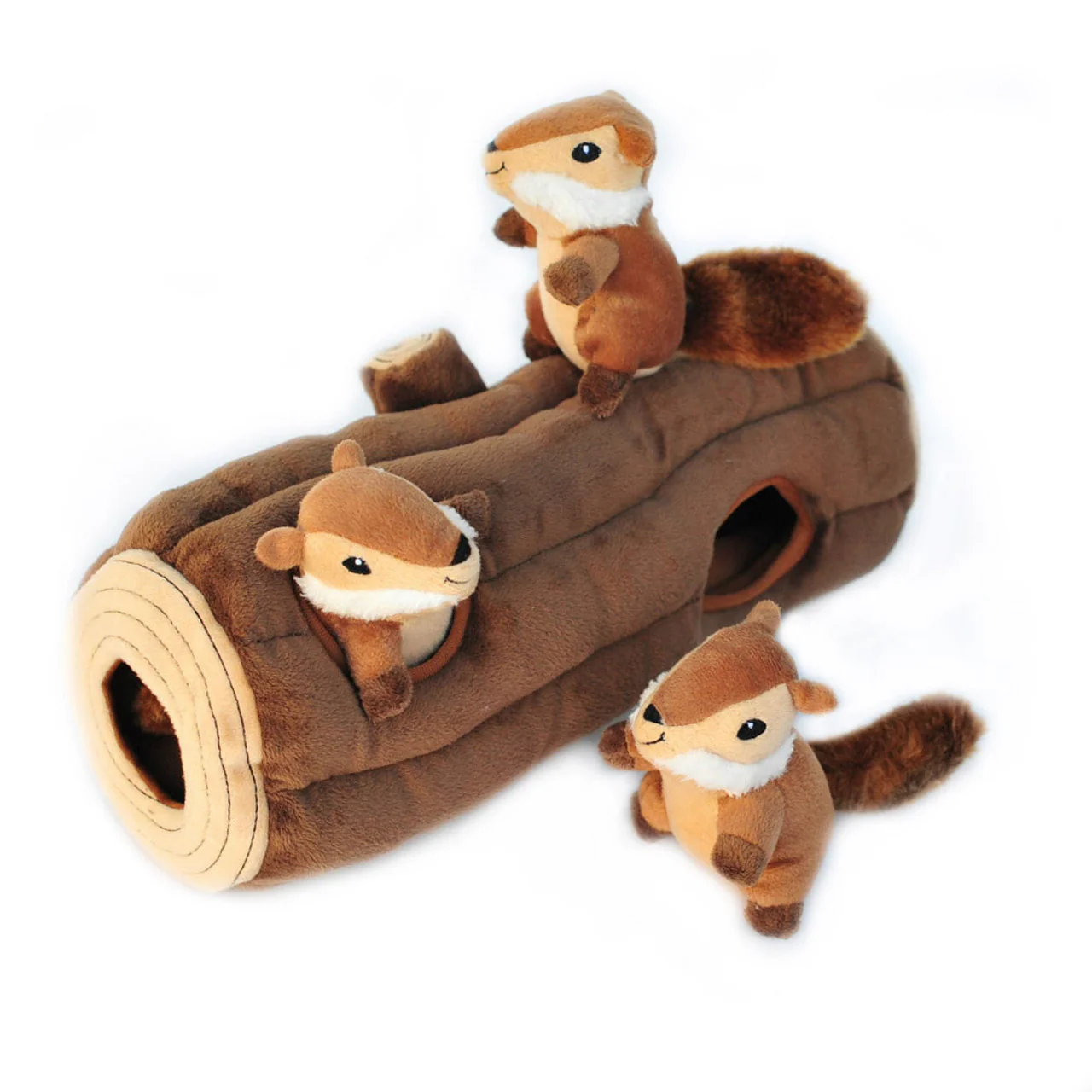 ZippyPaws Zippy Burrow Dog Toy Chipmunks Log Plush Dog Toy - Image 1