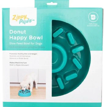 Zippy Paws Happy Bowl Slow Feeder Donut, Green, Dog Bowl, Medium - Image 1