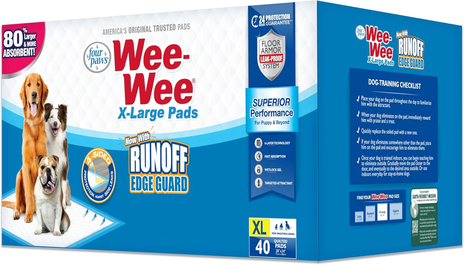 Four Paws Wee-Wee Unscented Extra-Large Pee Pads for Dogs & Puppies 28x34in 14ct - Image 1