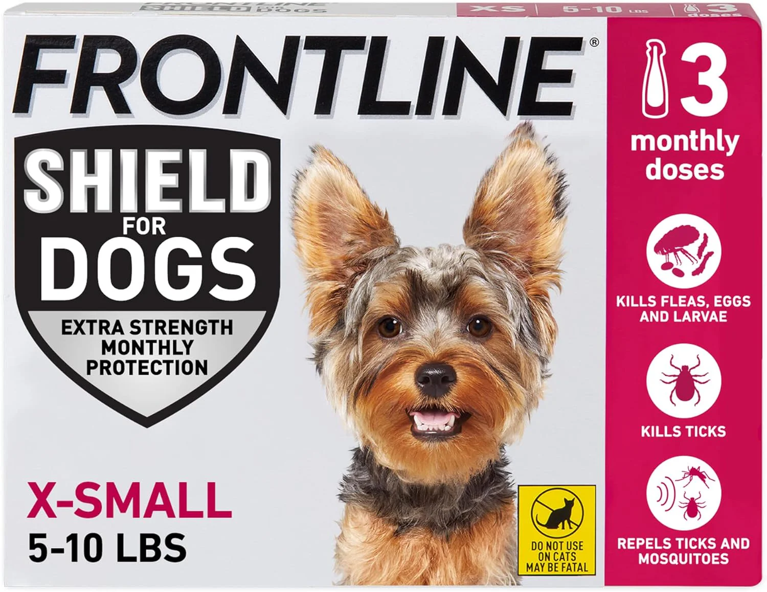 Frontline Shield Flea & Tick Treatment for X-Small Dogs 5-10 lbs. 3pk - Image 1