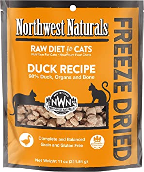 Northwest Naturals Freeze Dried Raw Cat Food Nibbles, 11 Ounces Duck - Image 1