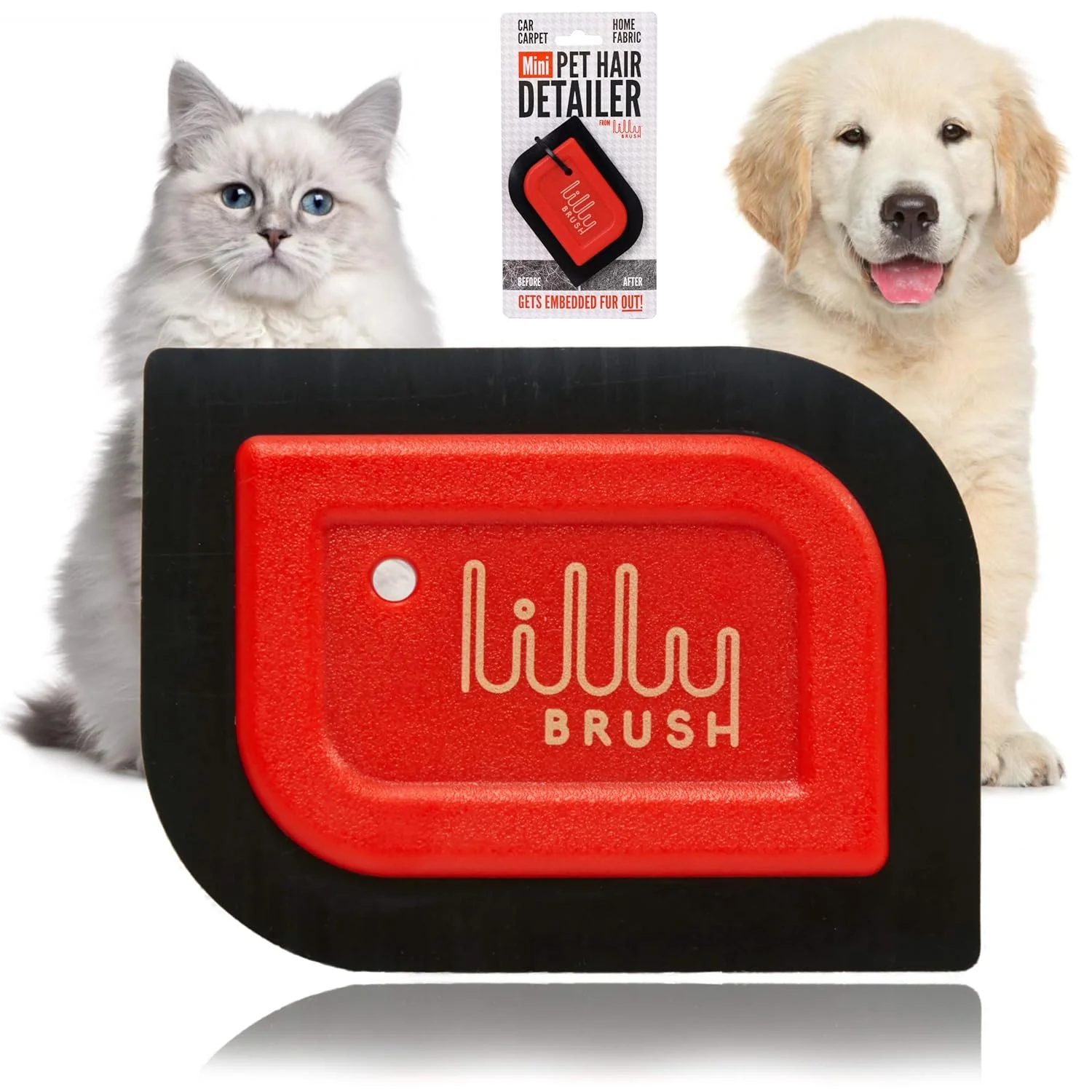 Lilly Brush Mini Pet Hair Detailer Reusable Fur Remover Small Red Blade - Image 1