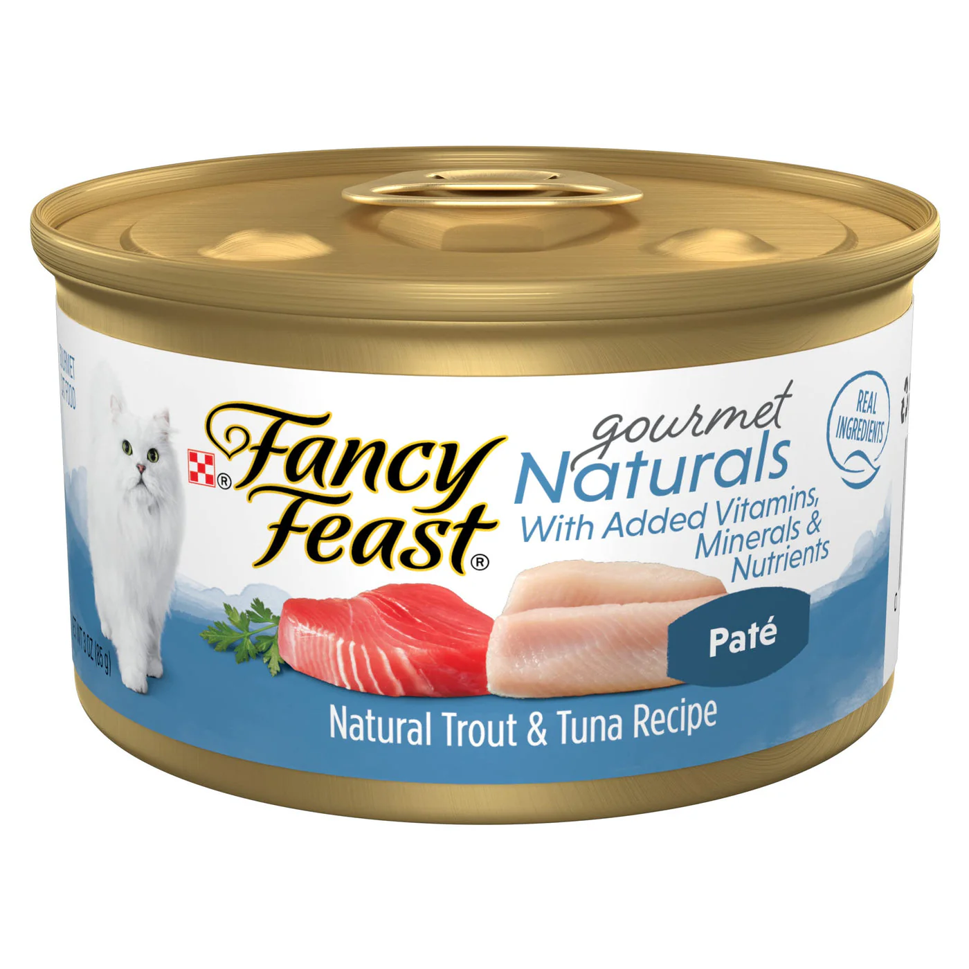 Fancy Feast Gourmet Naturals Trout and Tuna Pate with Vitamins and Minerals Canned Cat Food - 3 Oz - Image 1