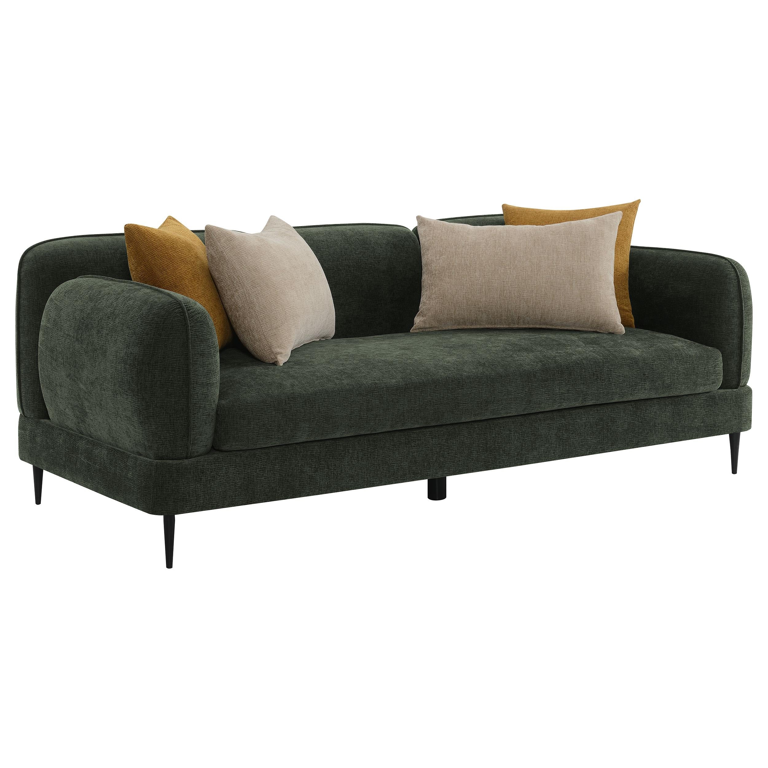 Coaster Furniture Jade 509131 Chenille Upholstered Modern Track Arm Sofa – Green