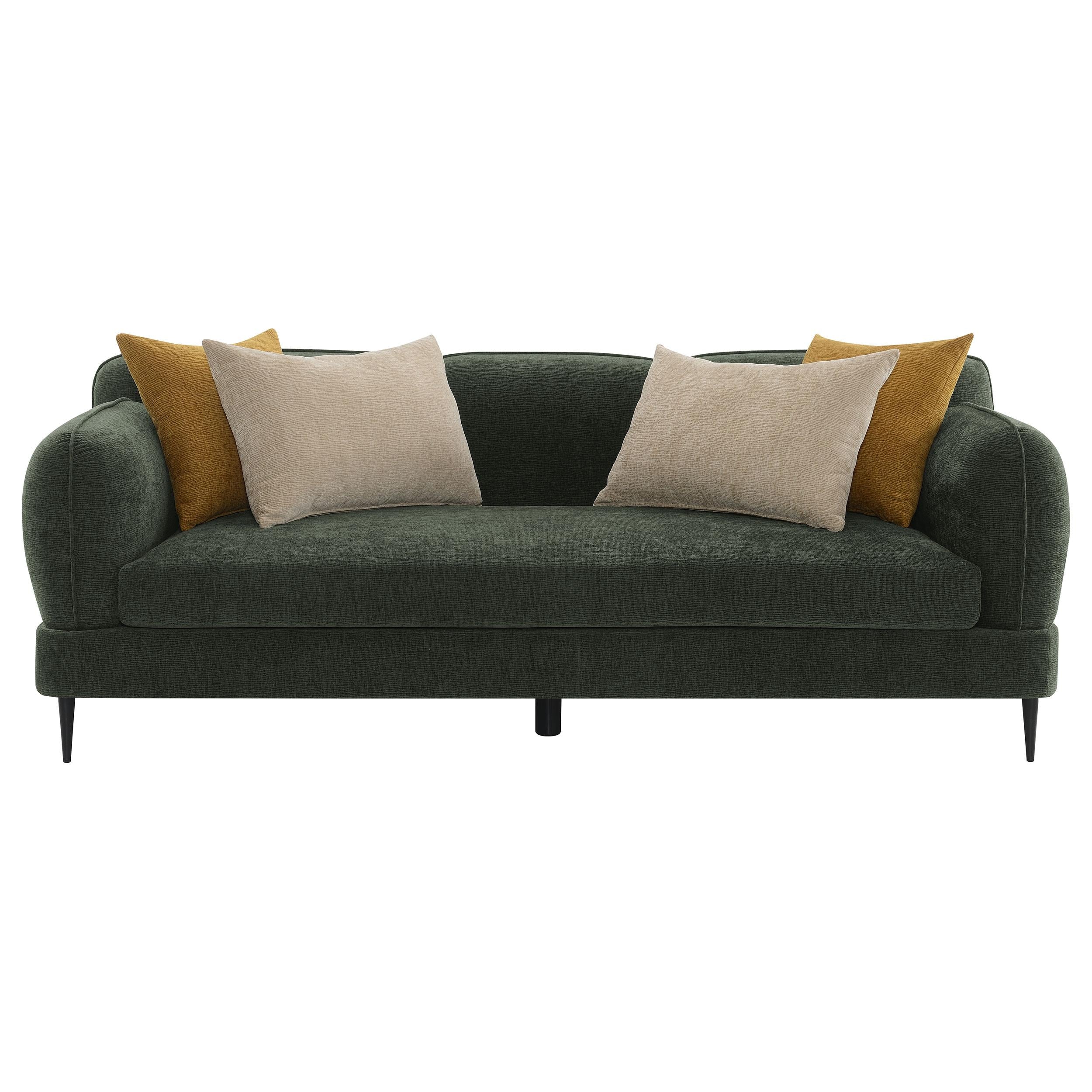 Coaster Furniture Jade 509131 Chenille Upholstered Modern Track Arm Sofa - Green - Image 2