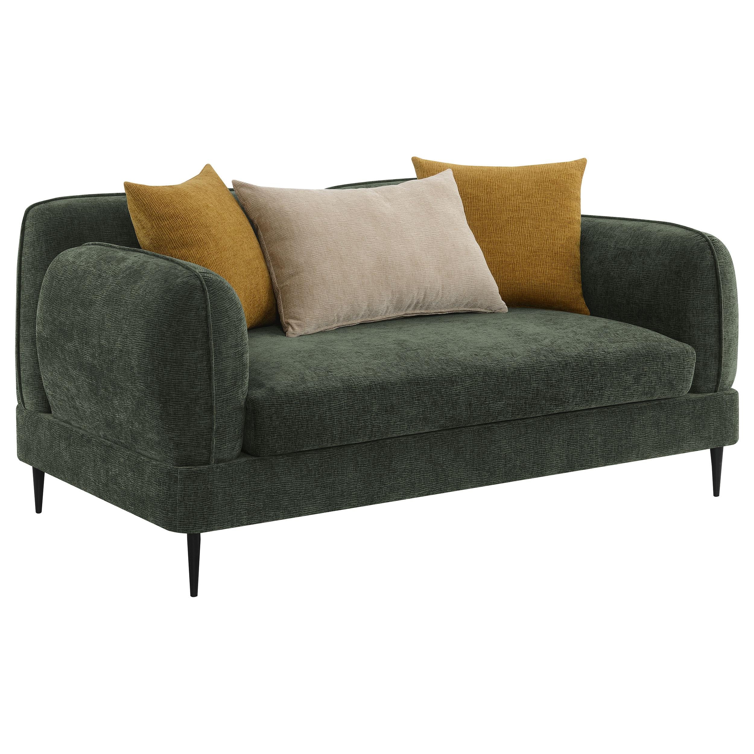 Coaster Furniture Jade 509132 Chenille Upholstered Modern Track Arm Loveseat – Green
