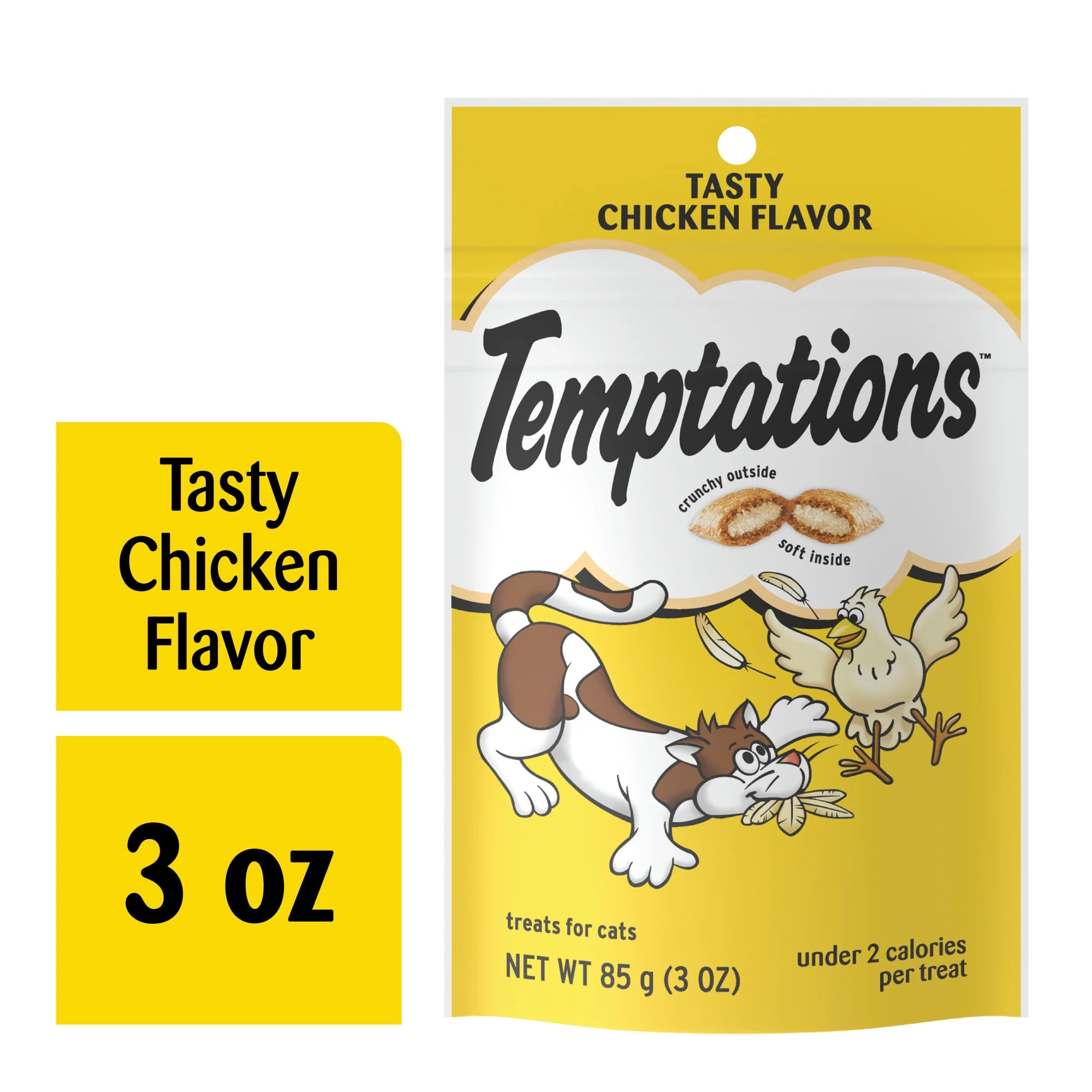 TEMPTATIONS Classic Crunchy and Soft Cat Treats Tasty Chicken Flavor  3 oz. Pouch - Image 1