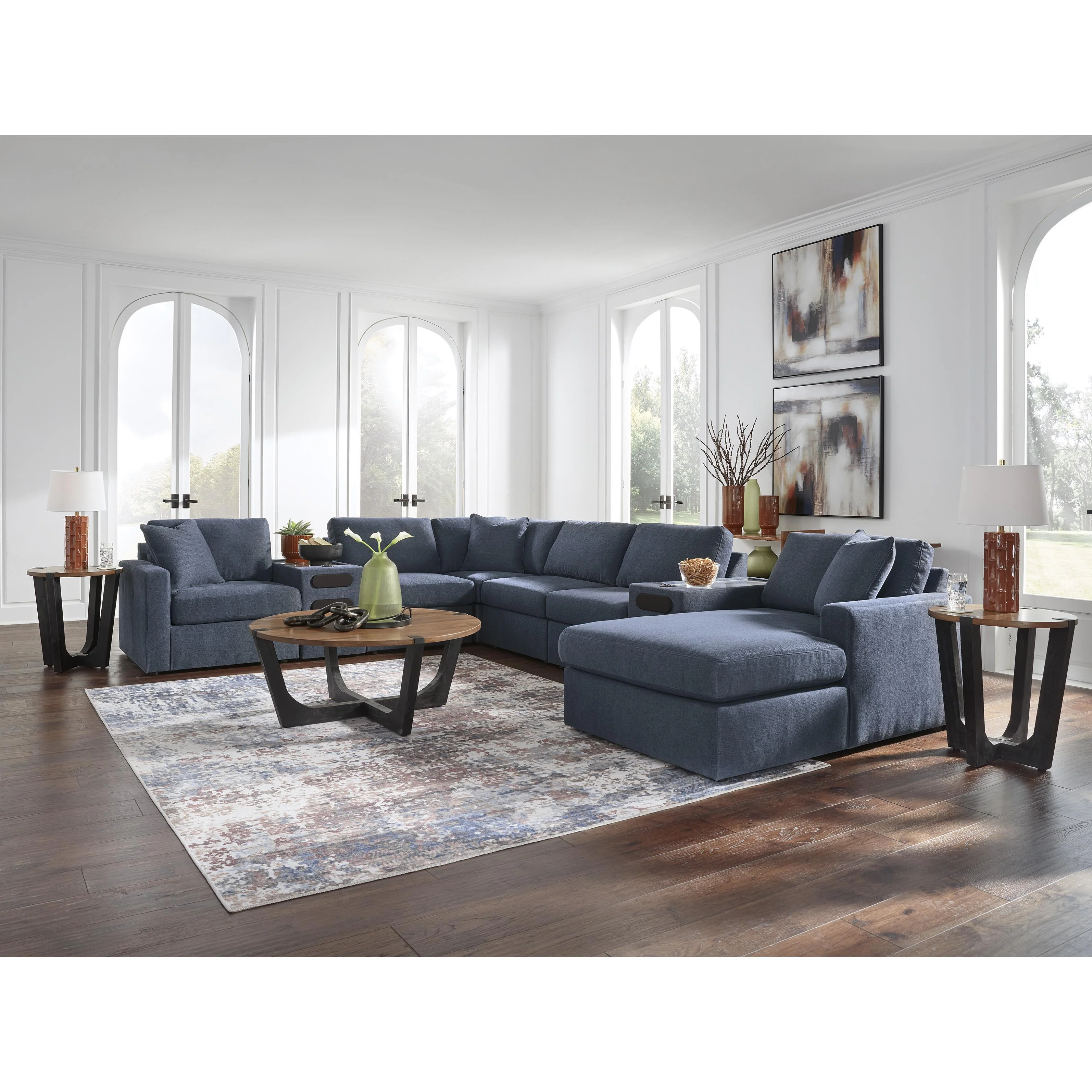 Signature Design by Ashley Modmax 92121S48 8 pc Sectional with Chaise and Audio Consoles - Image 3