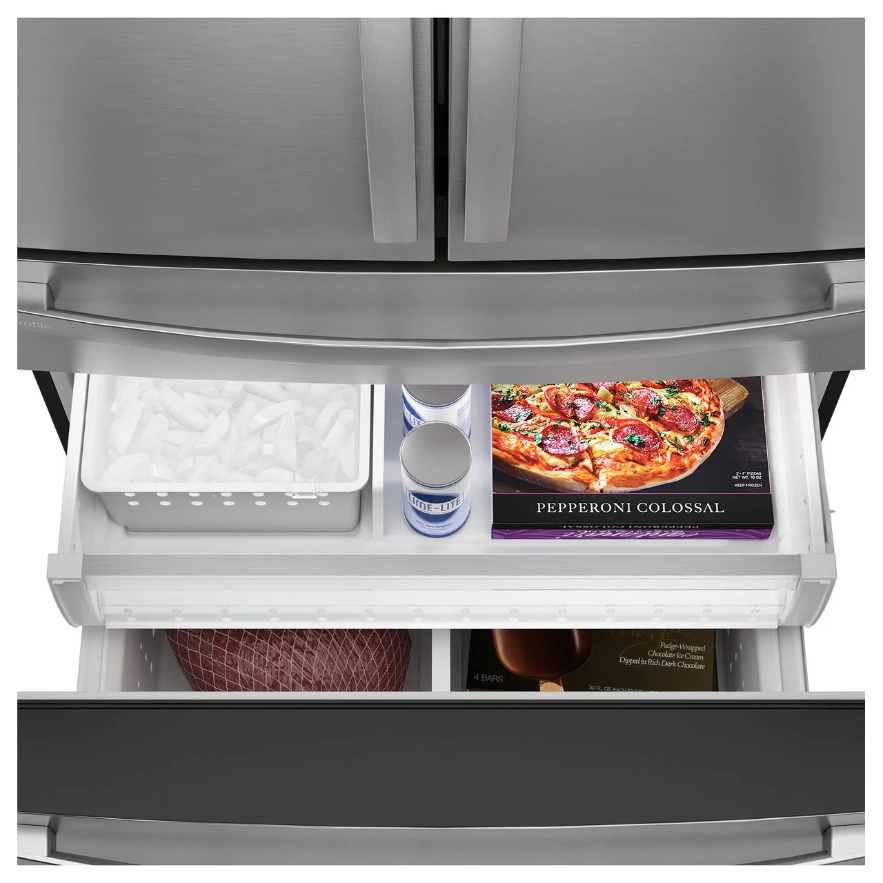 GE Profile 23.3 Cu. Ft. Smart Counter-Depth Fingerprint Resistant 4-Door French-Door Refrigerator with Door In Door PJD23BYWFS - Image 3
