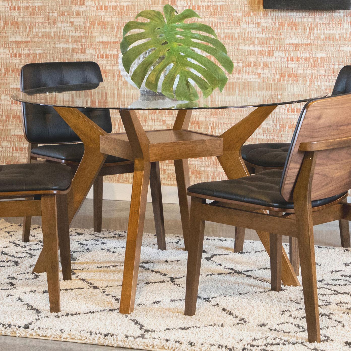Coaster Furniture Paxton 122180BG Round 48-inch Glass Top Wood Dining Table - Nutmeg - Image 2