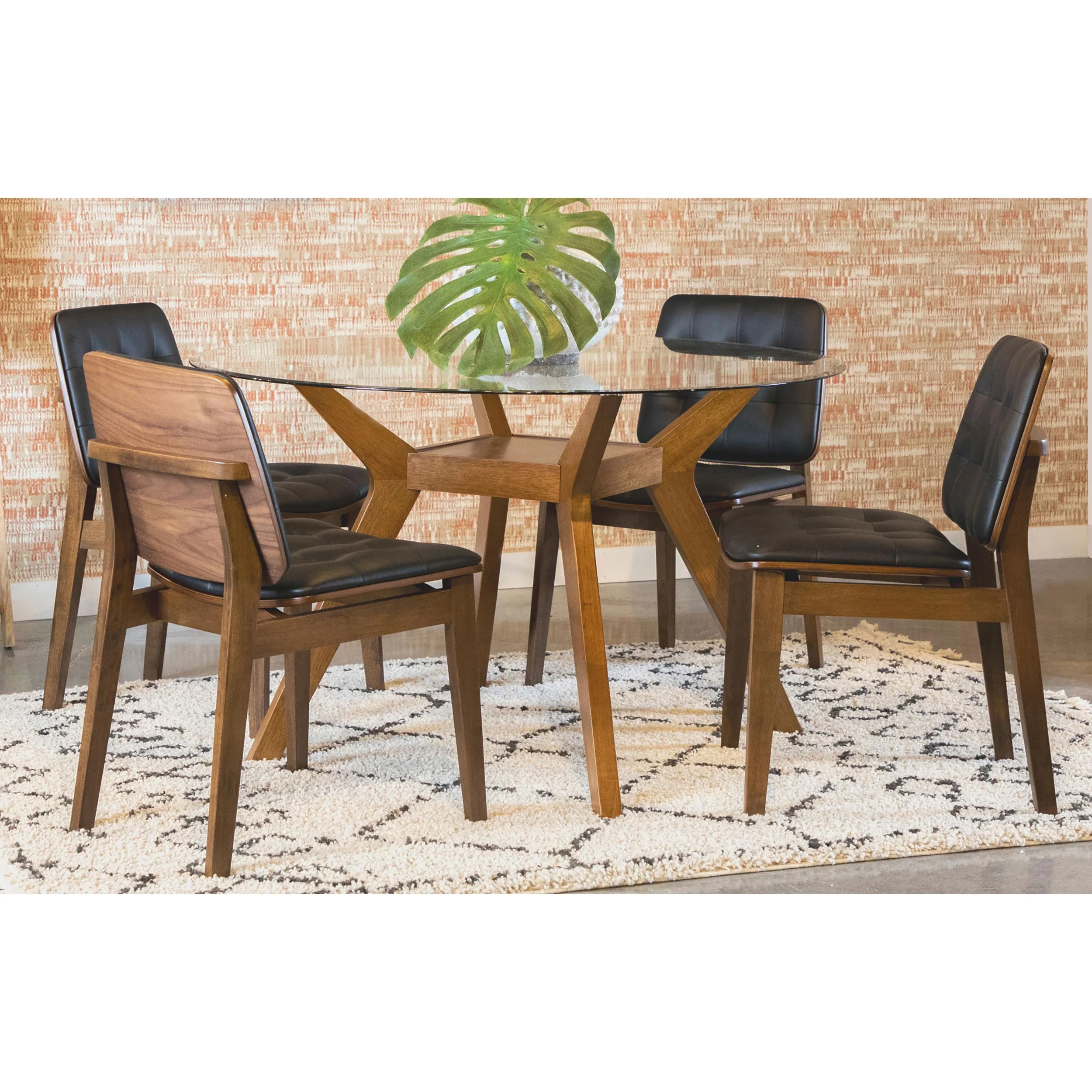 Coaster Furniture Paxton 122180BG Round 48-inch Glass Top Wood Dining Table - Nutmeg - Image 3