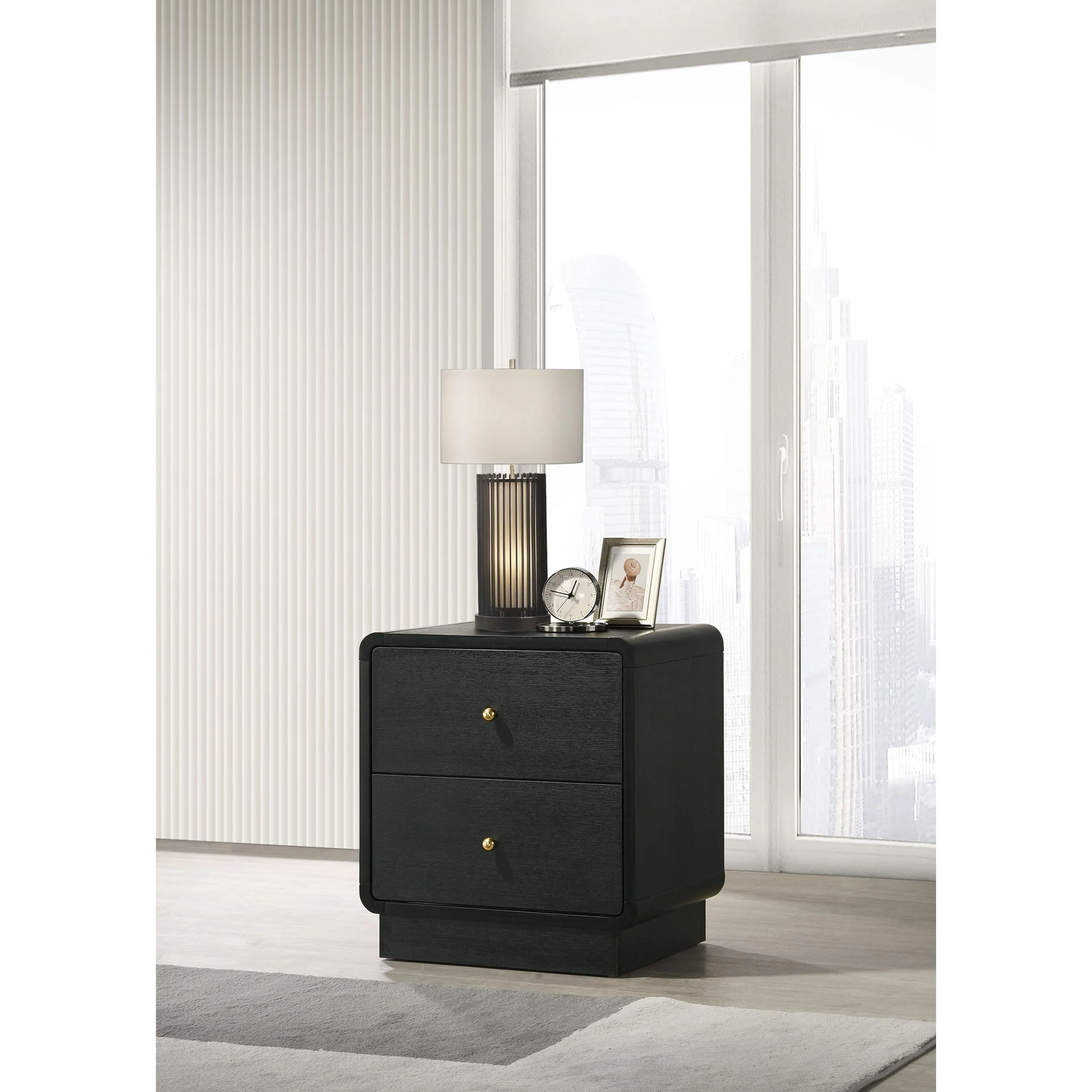 Coaster Furniture Cavelle 223662 2-Drawer Nightstand Bedside Table - Black - Image 2