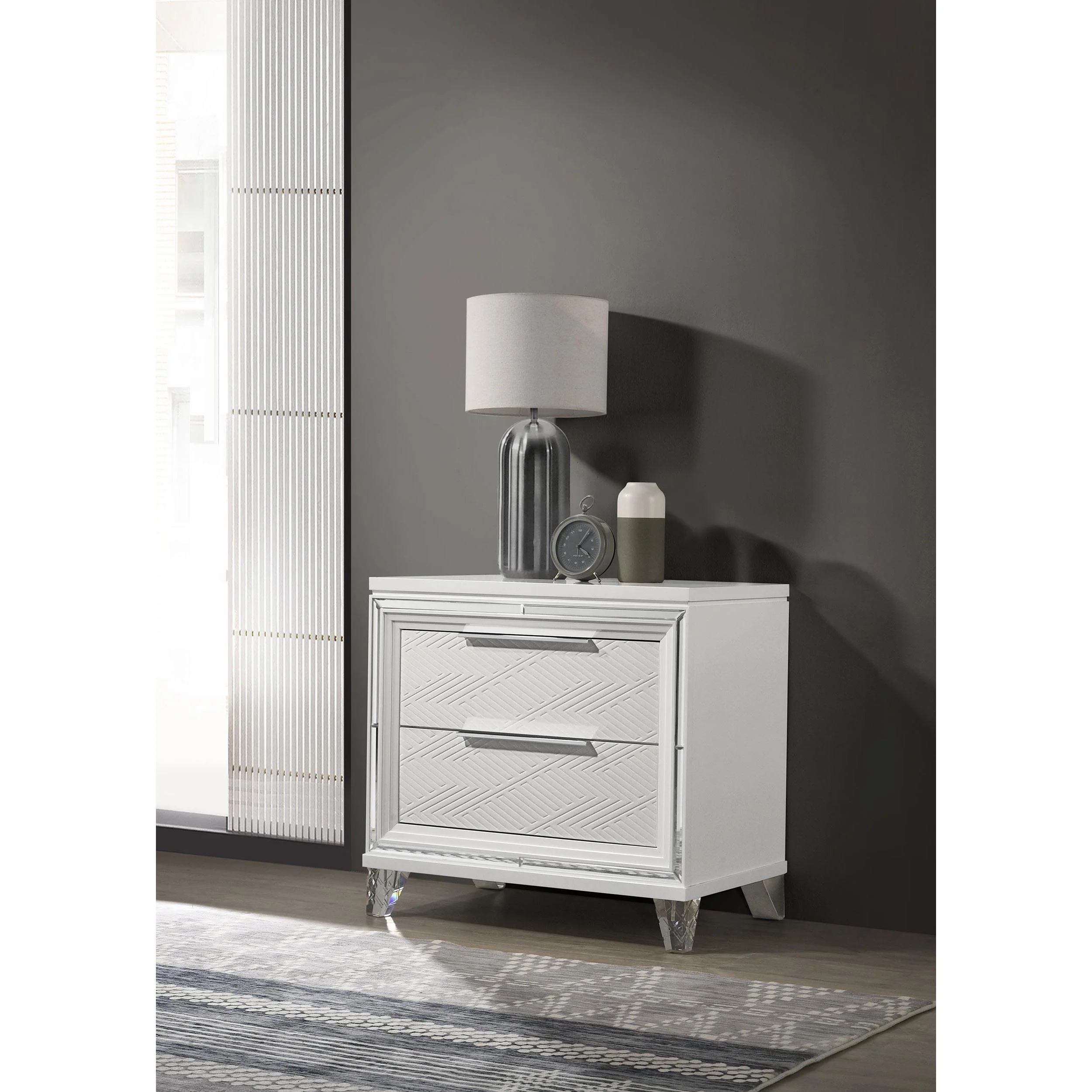 Coaster Furniture Marmore 224962 2-Drawer Nightstand Bedside Table - White - Image 2