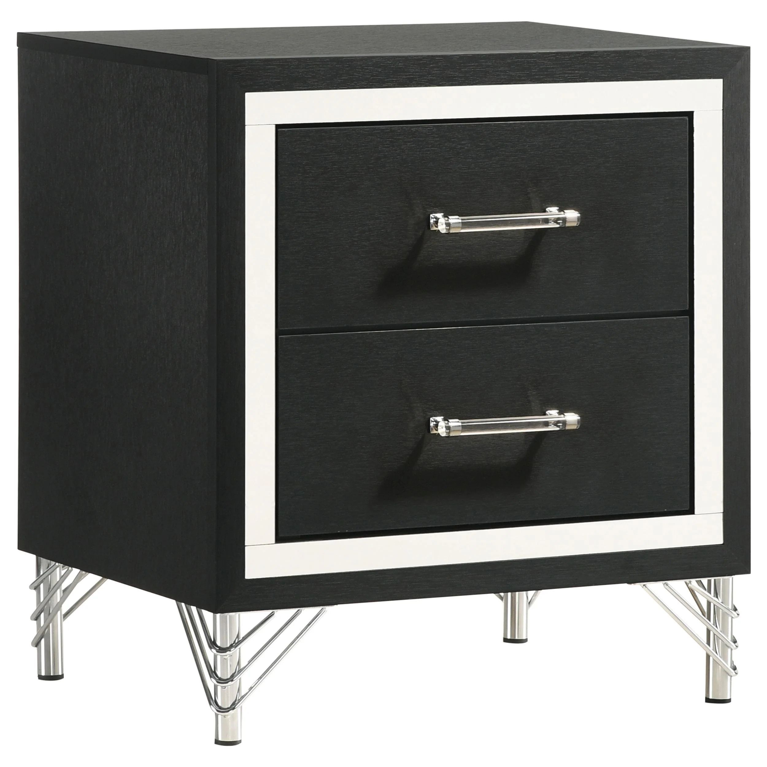 Coaster Furniture Lucia 224992 2-Drawer Nightstand Bedside Table – Black