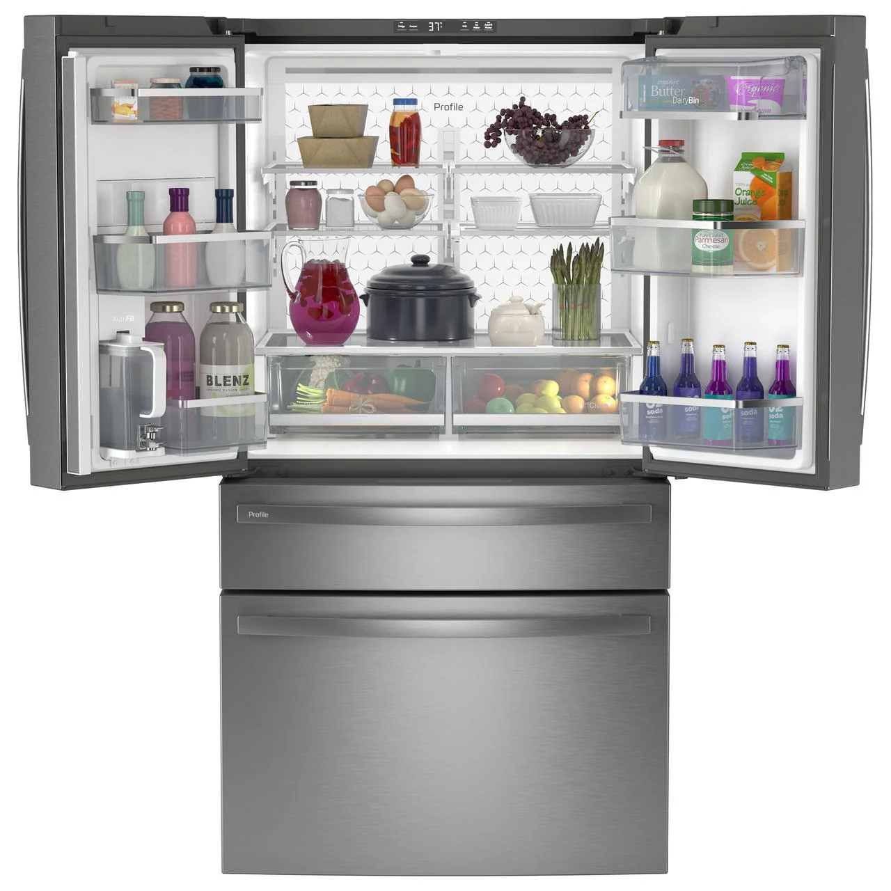 GE Profile 23.2 Cu. Ft. Smart Counter-Depth Fingerprint Resistant 4-Door French-Door Refrigerator PJE23BYWFS - Image 3