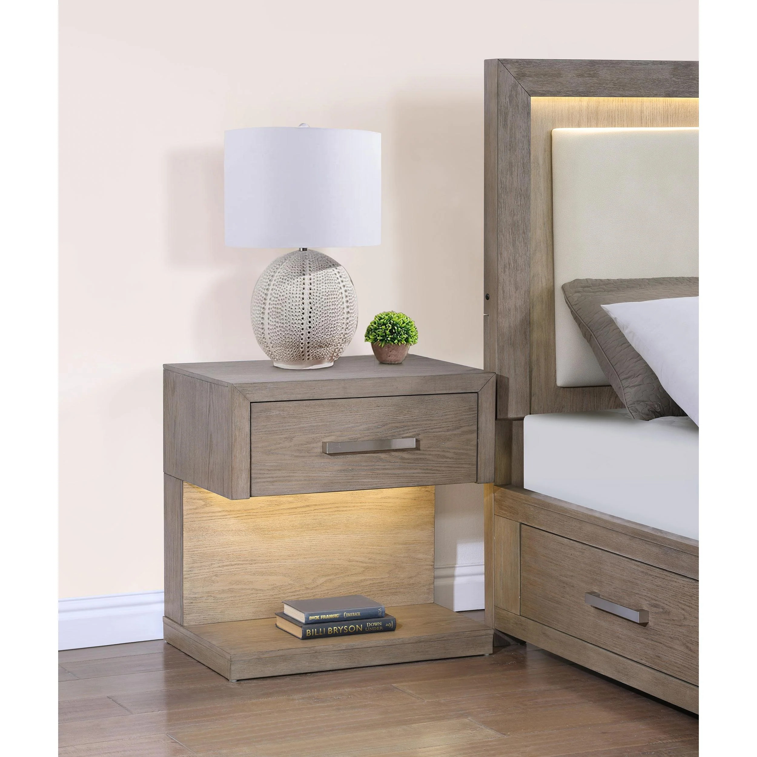 Coaster Furniture Kenora 224852 1-Drawer Nightstand Bedside Table - Barley Brown - Image 2
