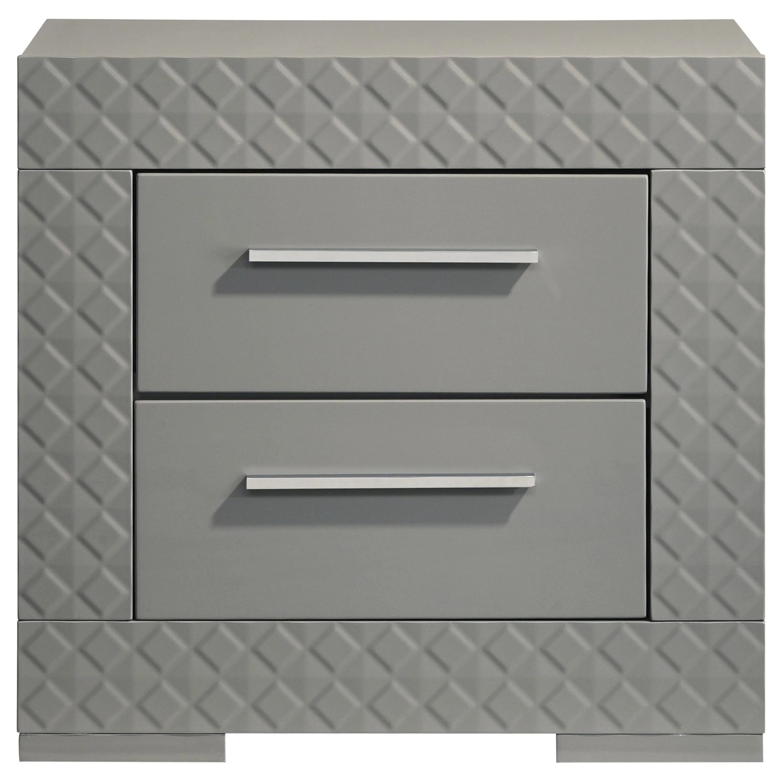 Coaster Furniture Ives 224972 2-Drawer Nightstand Bedside Table - Grey High Gloss - Image 3