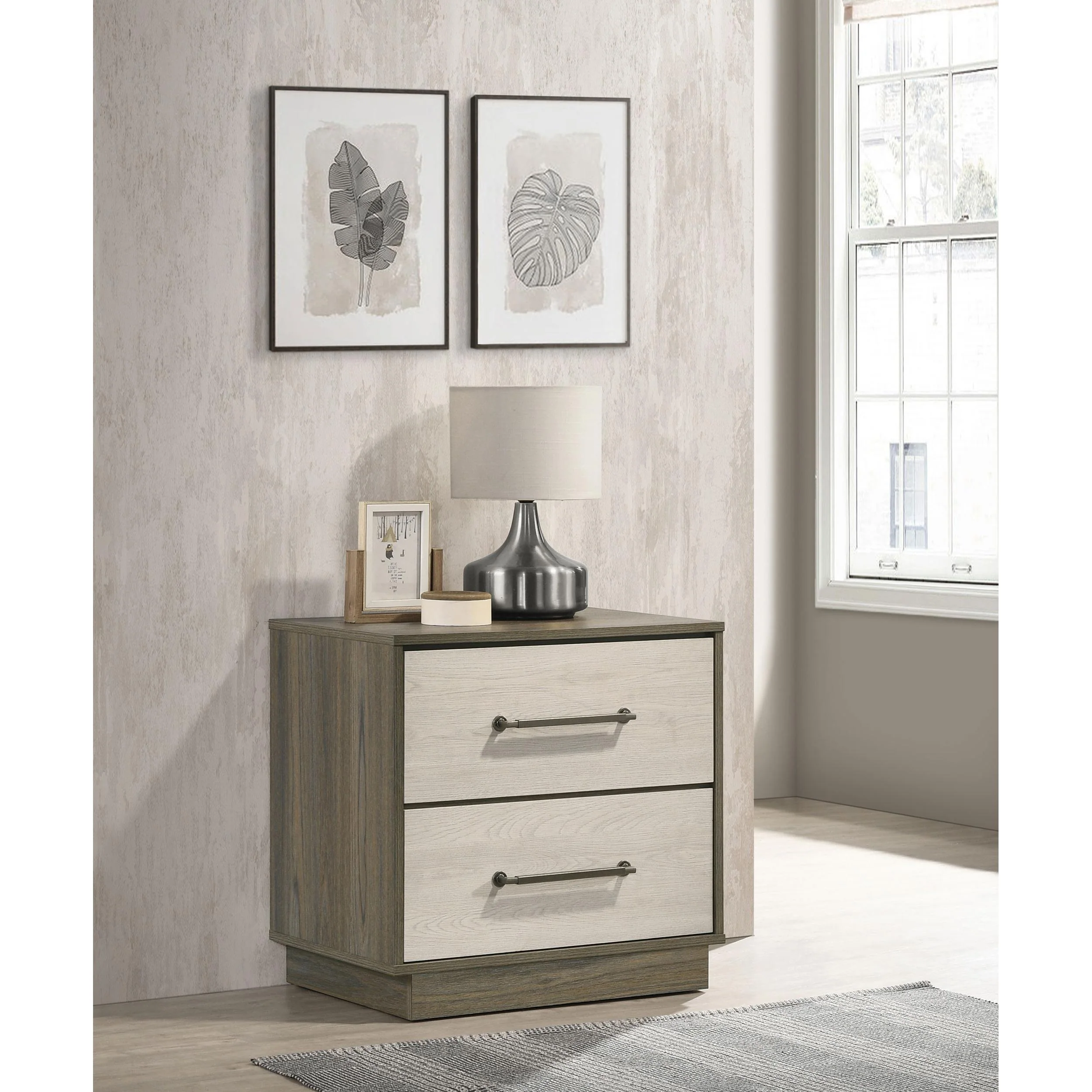 Coaster Furniture Fenwick 224982 2-Drawer Nightstand Bedside Table - Grey Oak - Image 2