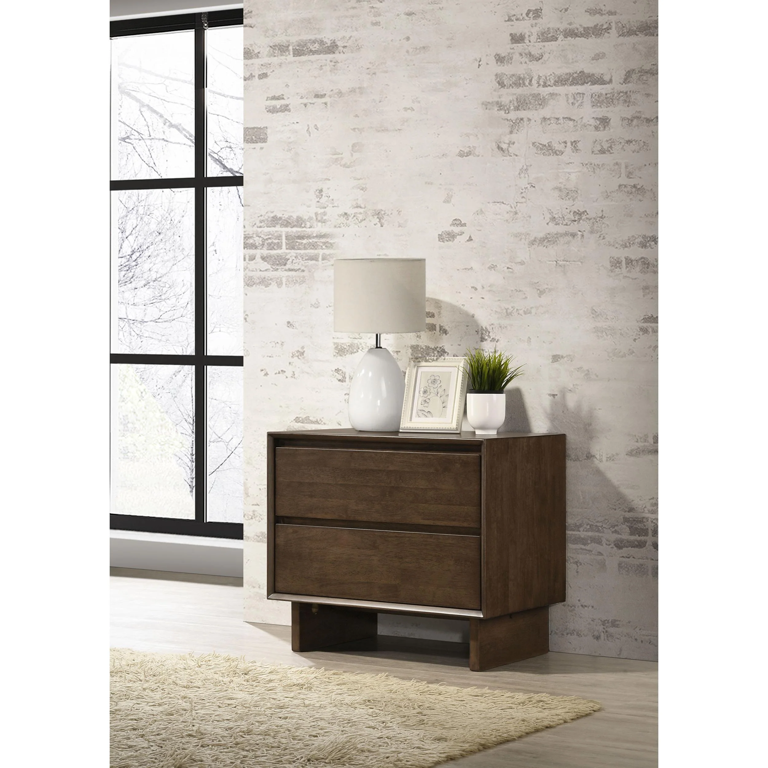 Coaster Furniture Glenwood 225012 2-Drawer Nightstand Bedside Table - Warm Brown - Image 2