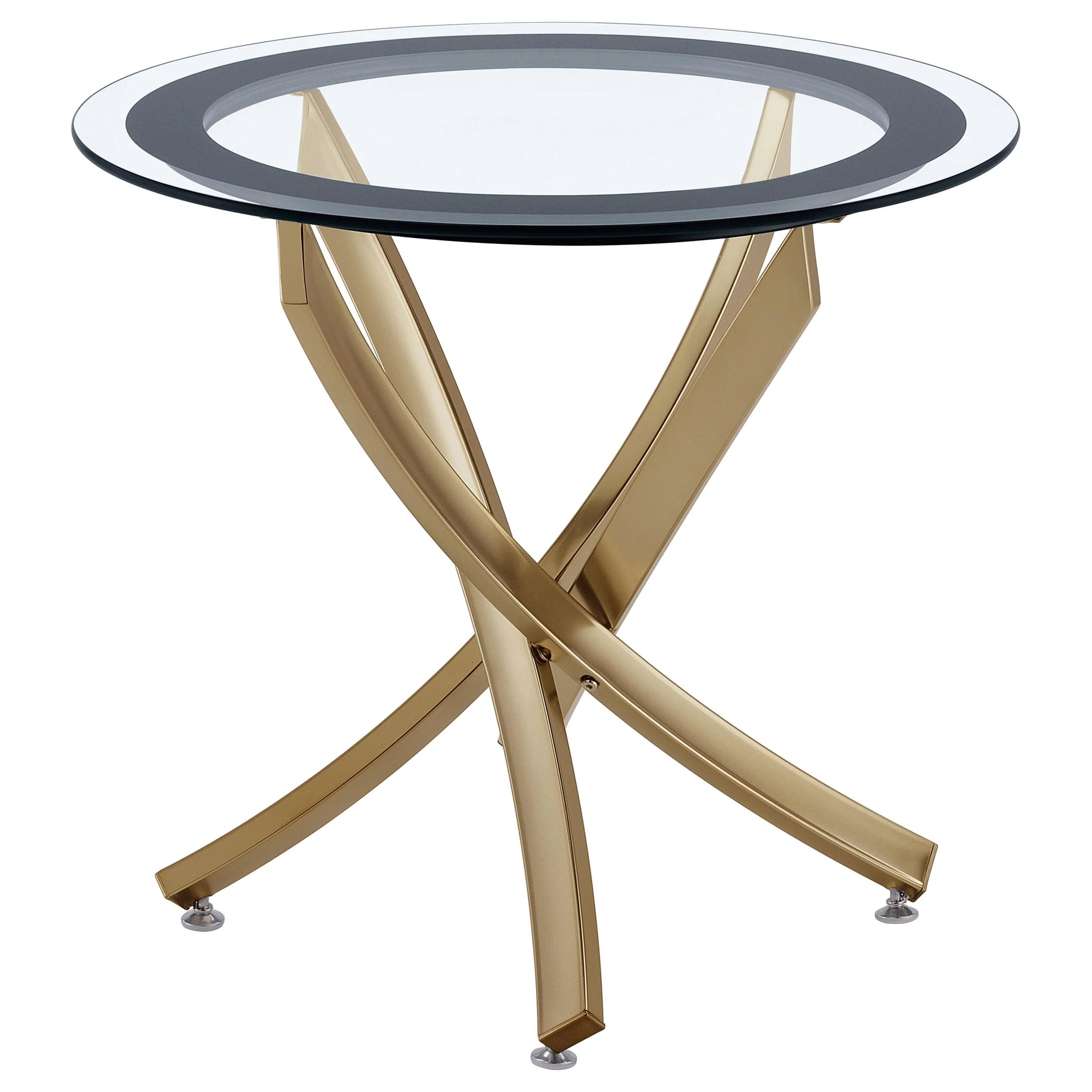 Coaster Furniture Brooke 707887 Round Glass Top Side End Table Metal Base – Brass