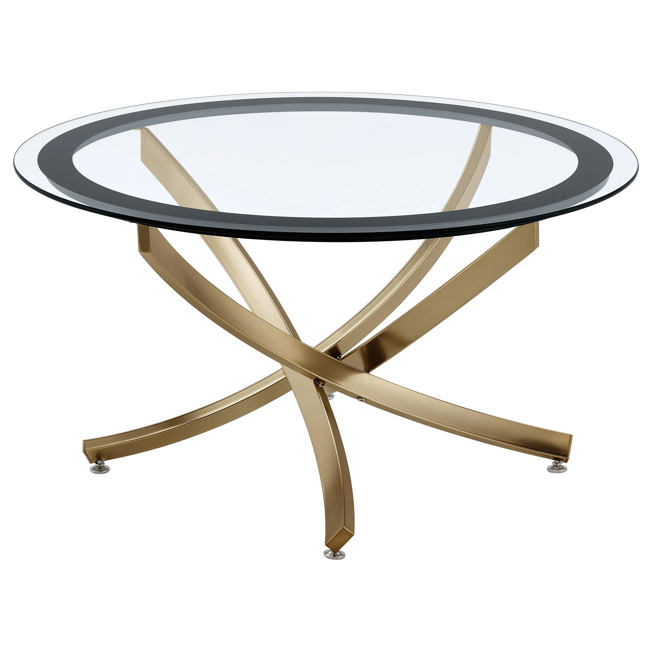 Coaster Furniture Brooke 707888 Round Glass Top Coffee Table Metal Base - Brass - Image 1