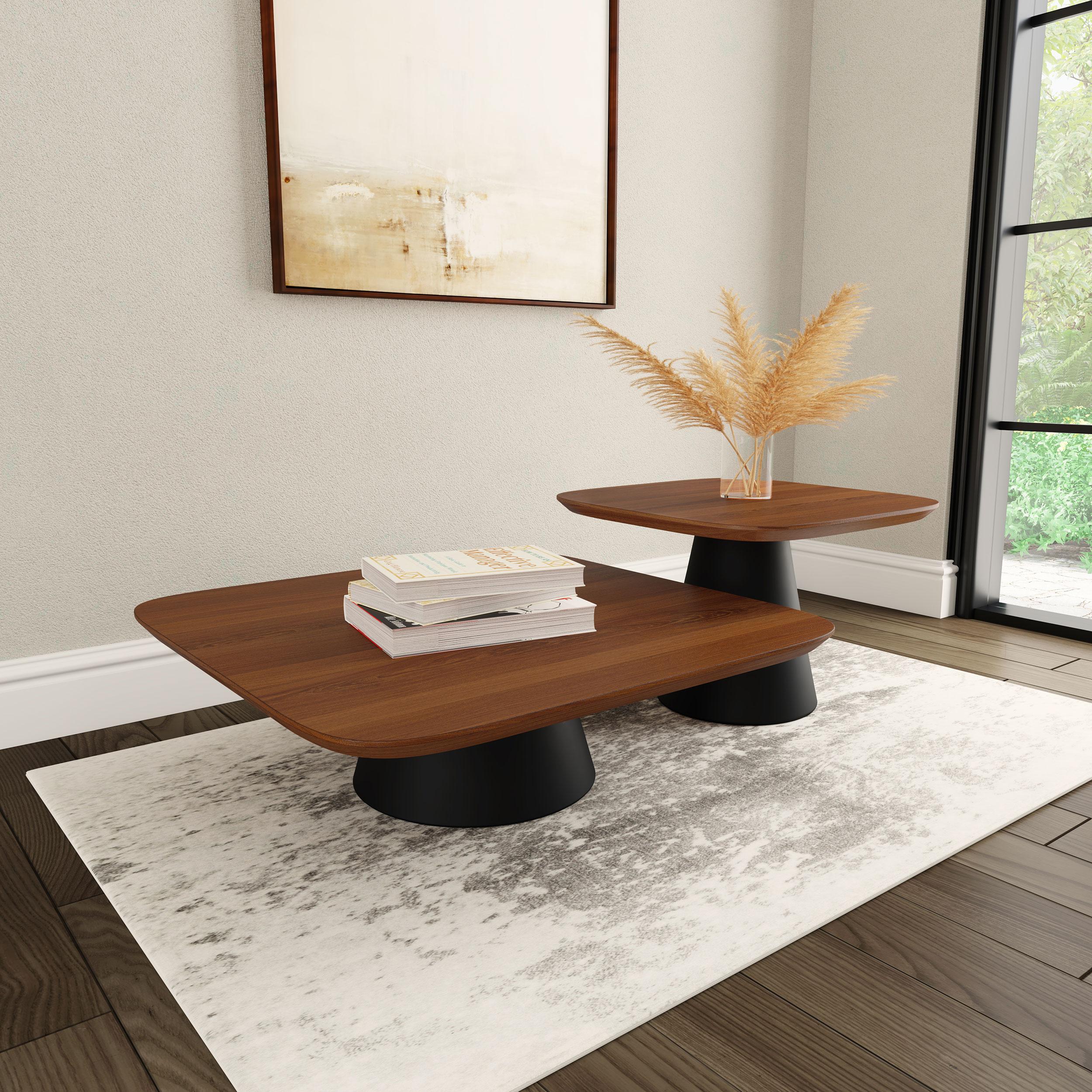 Coaster Furniture Eason 710010 2-piece Coffee Table - Set Walnut and Black - Image 2